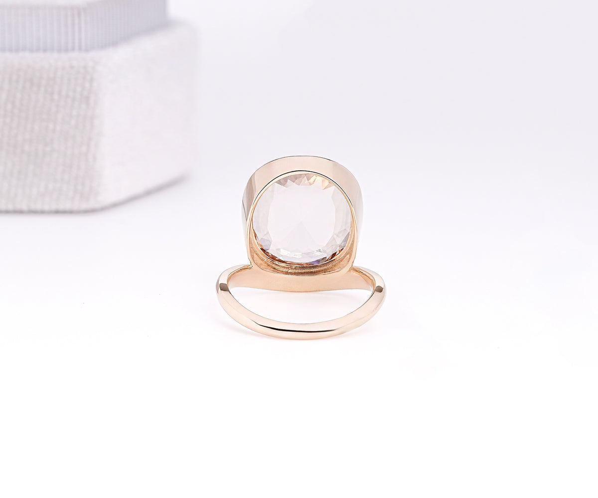 Bezel set oval lab diamond dome ring