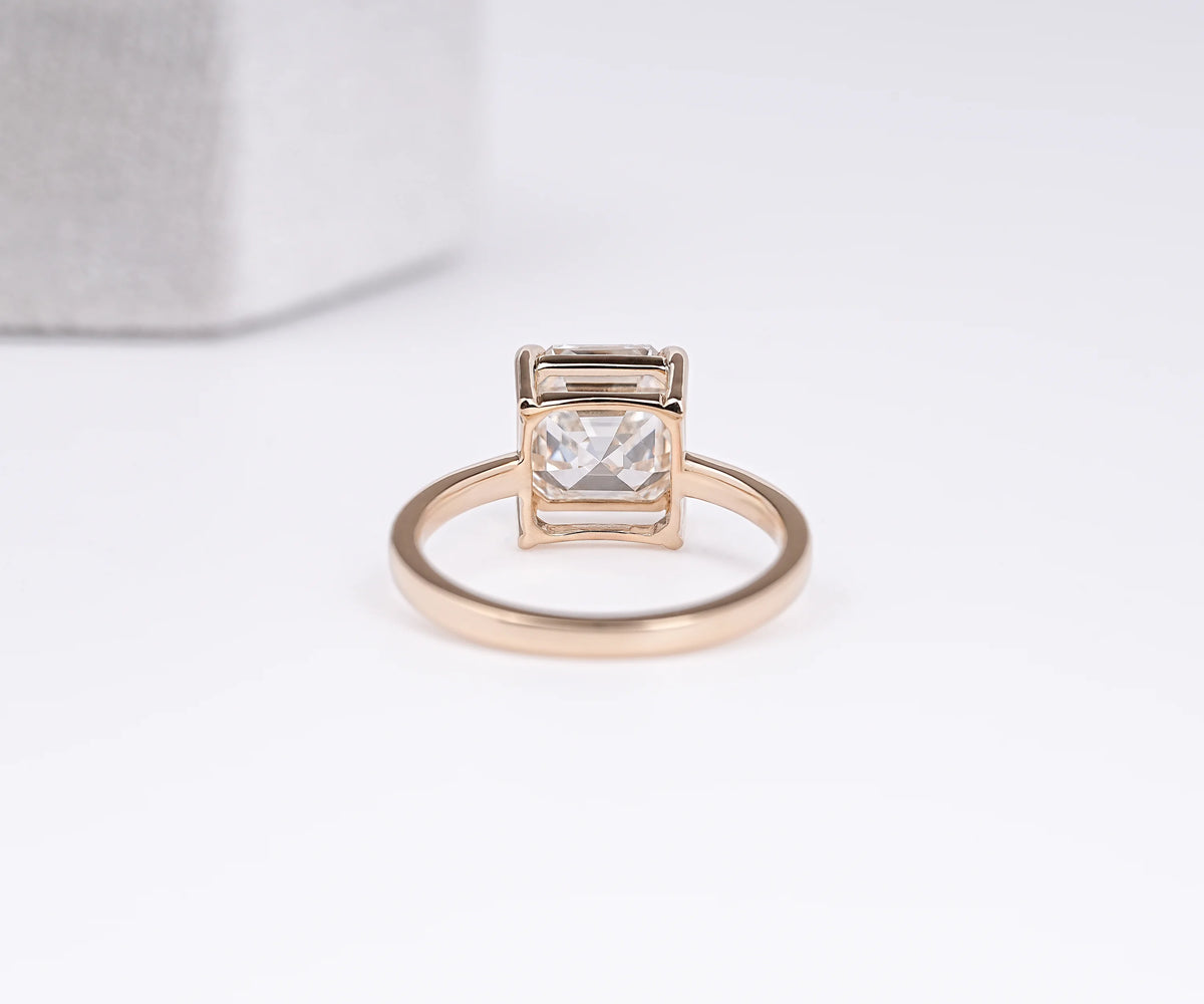 Classic solitaire Asscher lab grown diamond ring