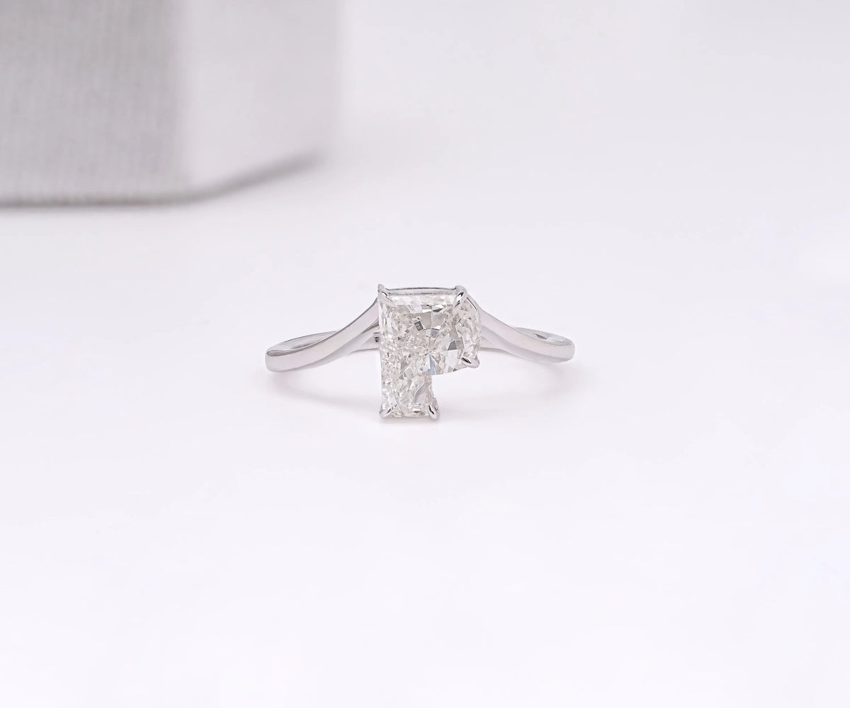Custom Bypass P-Shaped Lab Grown Diamond Anniversary Ring