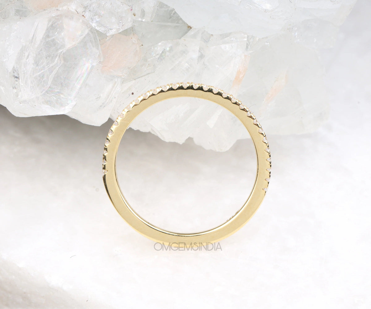 Delicate pavé diamond half wedding eternity band