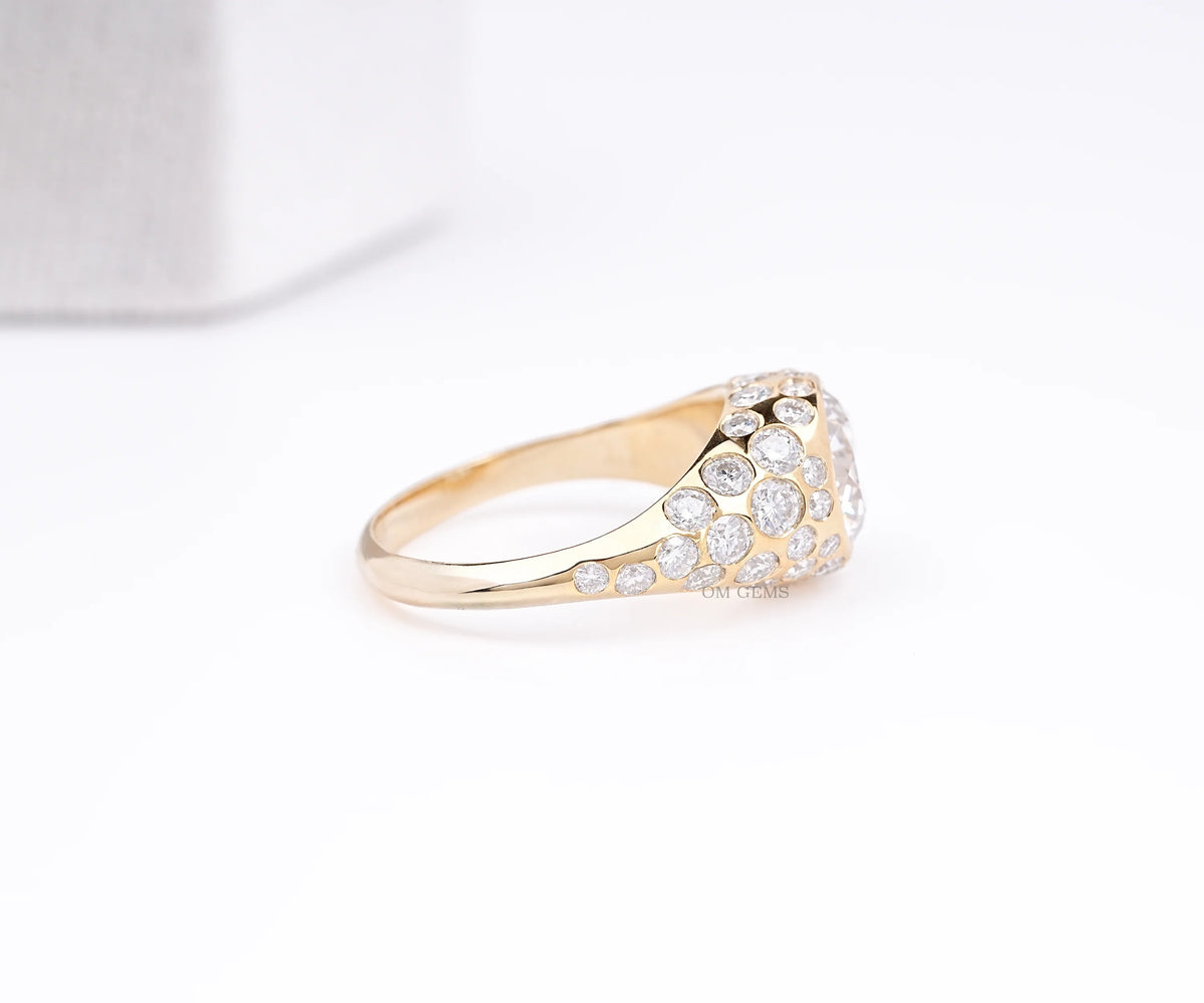 dome round cut lab grown diamond engagement ring