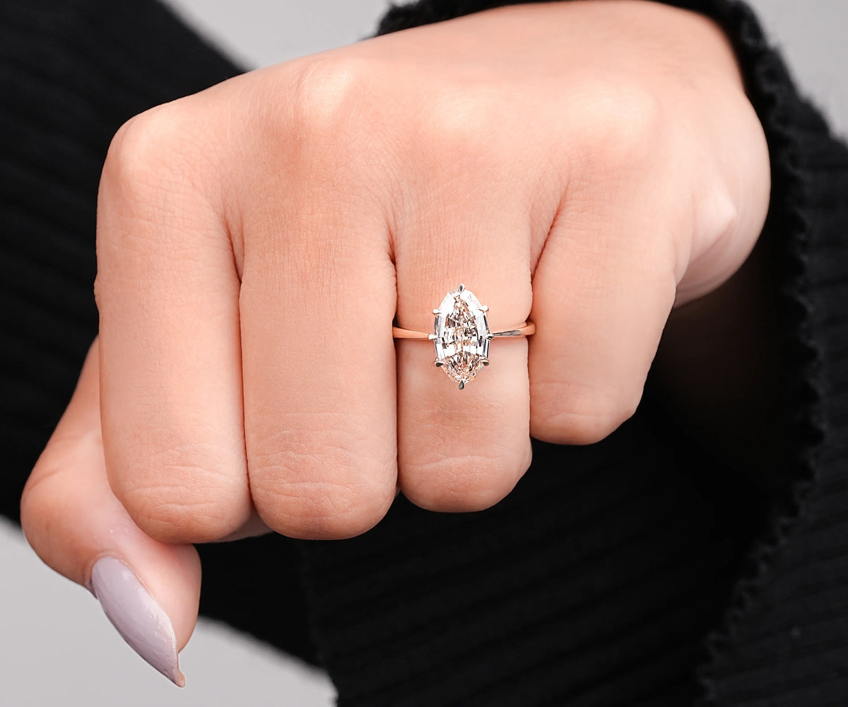 Solitaire Fancy Champagne Oval Shape Lab Diamond Engagement Ring