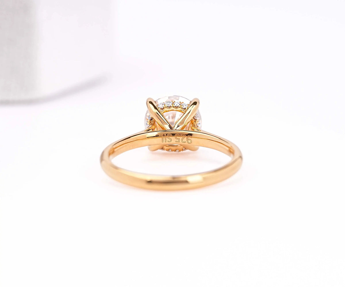 Hidden halo solitaire round lab diamond ring
