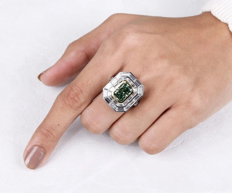 Double Halo Radiant Cut Lab Grown Diamond Engagement Ring