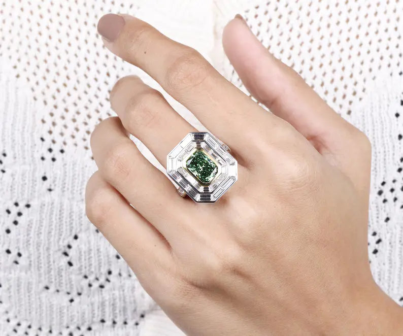 Double Halo Radiant Cut Lab Grown Diamond Engagement Ring