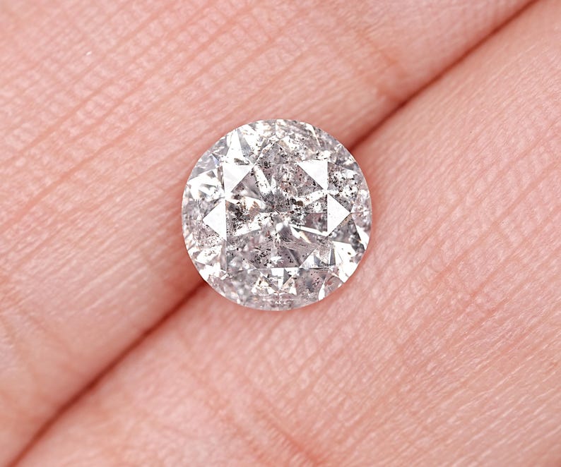 1.56 CT, 7.10 MM | Salt And Pepper Diamond | Round Brilliant Cut Diamond | Natural Loose Diamond | Gray Diamond For Engagement Ring | OM8530