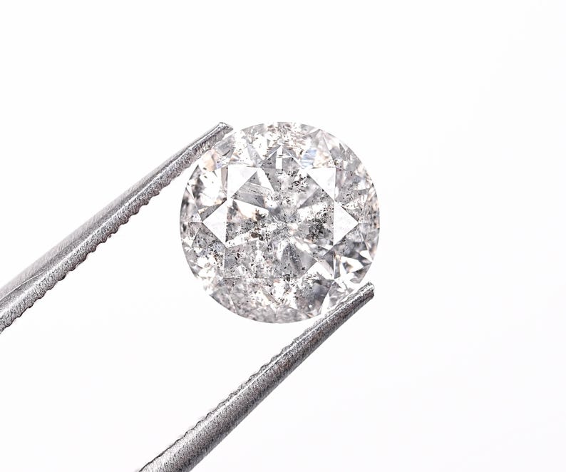 1.56 CT, 7.10 MM | Salt And Pepper Diamond | Round Brilliant Cut Diamond | Natural Loose Diamond | Gray Diamond For Engagement Ring | OM8530