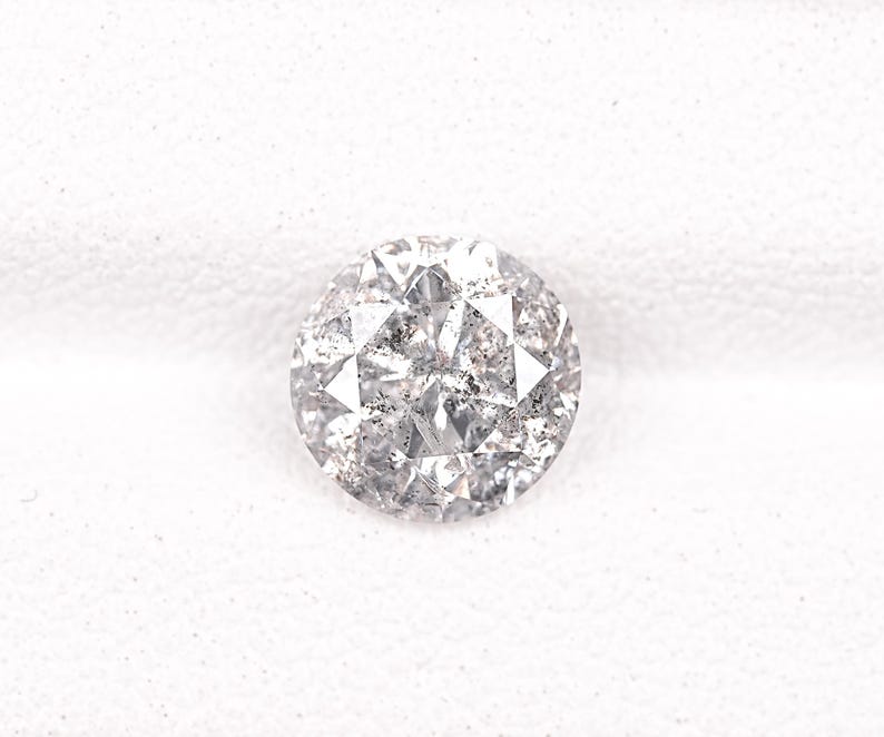 1.56 CT, 7.10 MM | Salt And Pepper Diamond | Round Brilliant Cut Diamond | Natural Loose Diamond | Gray Diamond For Engagement Ring | OM8530