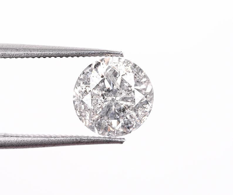 1.56 CT, 7.10 MM | Salt And Pepper Diamond | Round Brilliant Cut Diamond | Natural Loose Diamond | Gray Diamond For Engagement Ring | OM8530
