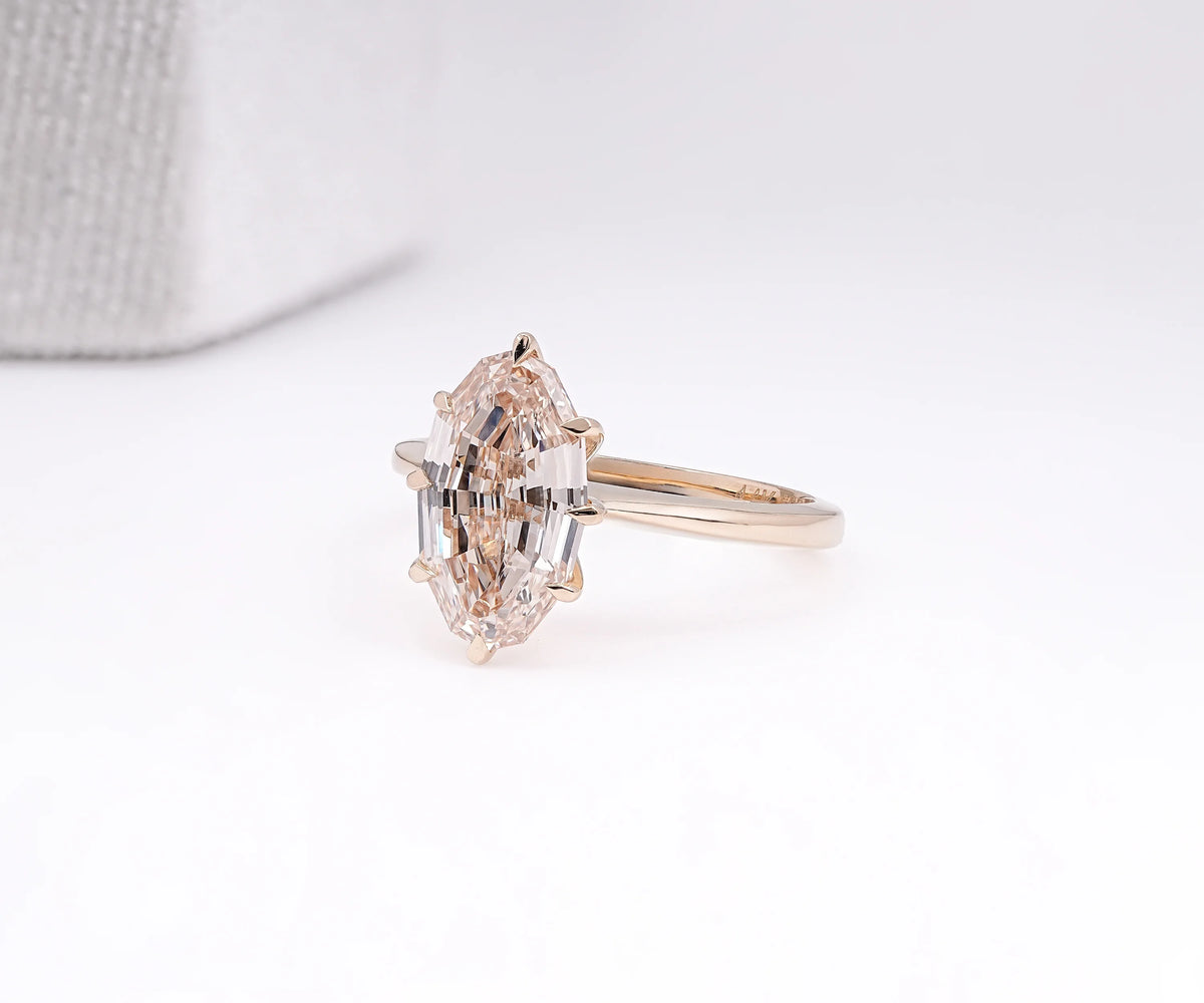 Solitaire Fancy Champagne Oval Shape Lab Diamond Engagement Ring