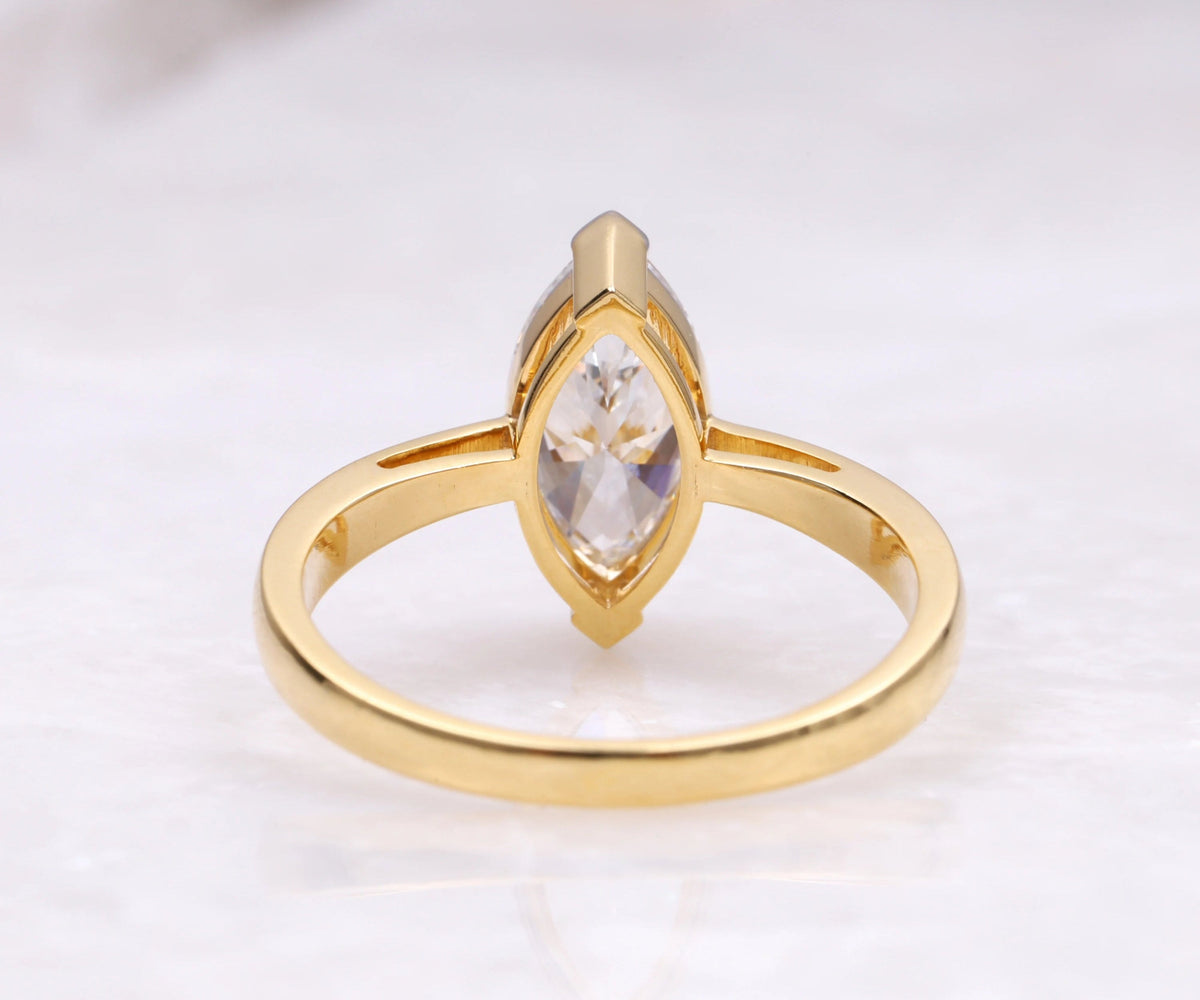 Marquise shaped lab grown diamond solitaire ring