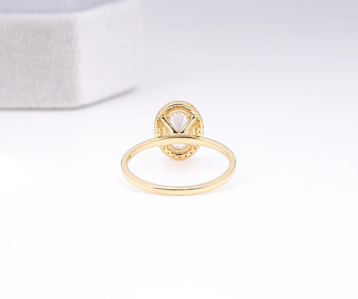 Oval cut lab grown diamond frame halo ring