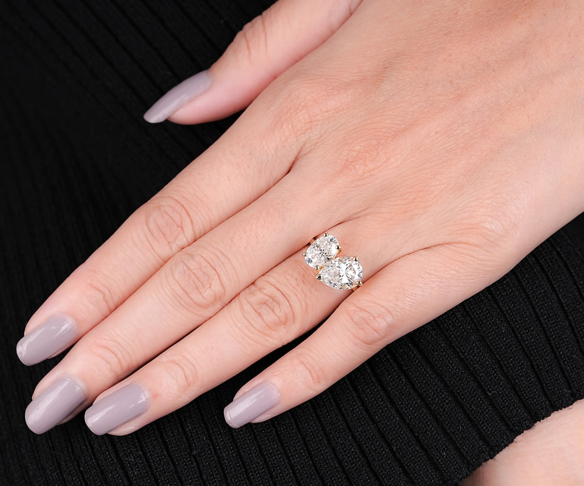 Toi Et Moi Pear and Oval Shape Lab Diamond Engagement Ring