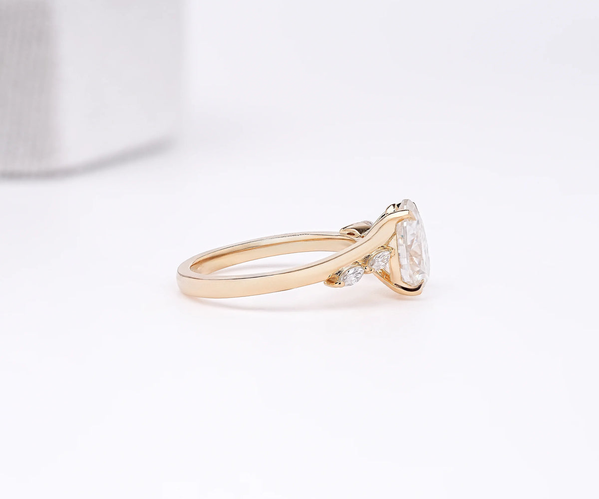 Solitaire Bypass Accent Pear Shape Lab Diamond Engagement Ring