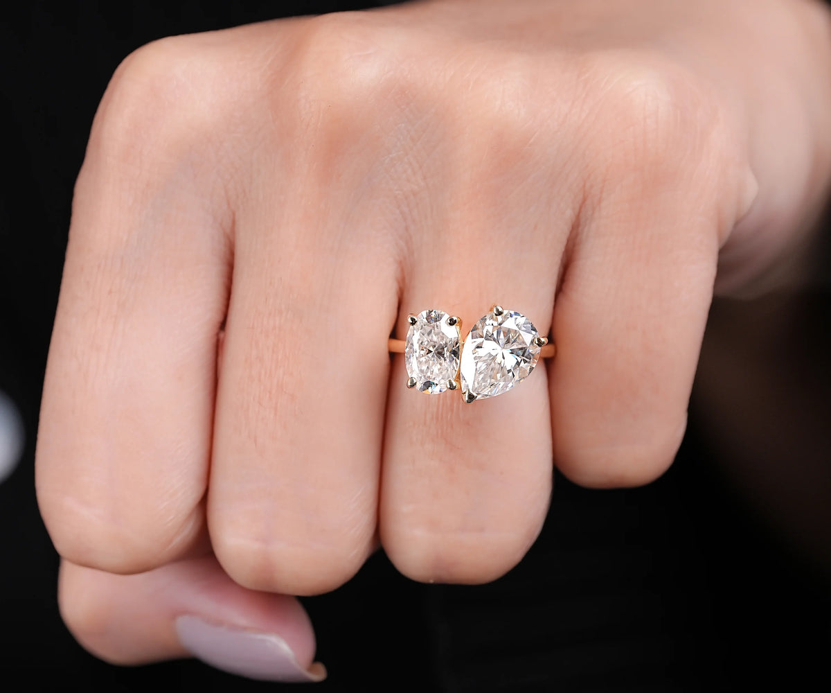 Toi Et Moi Pear and Oval Shape Lab Diamond Engagement Ring