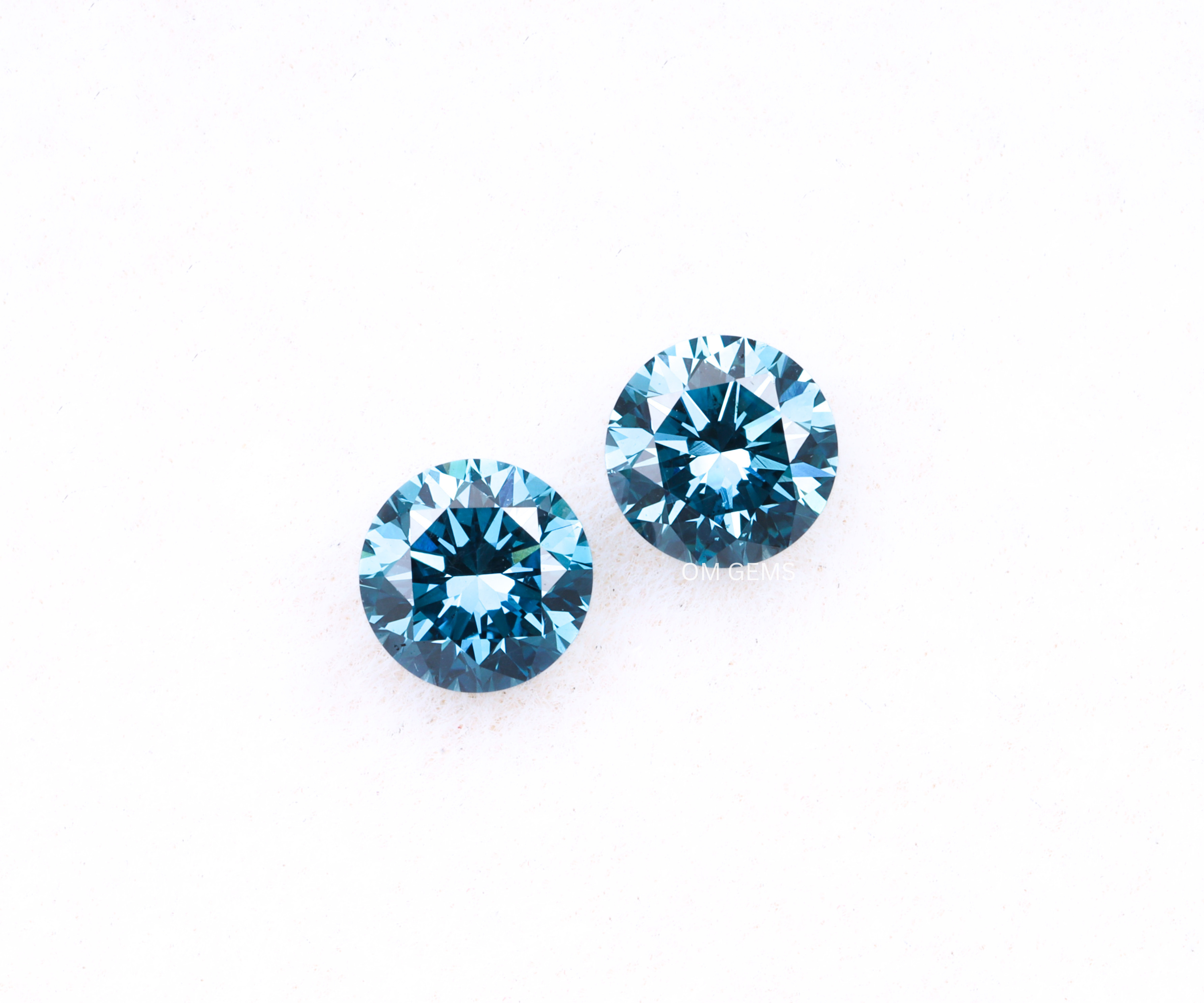 0.53 CT Blue Lab Grown Round Diamond Matching Pair