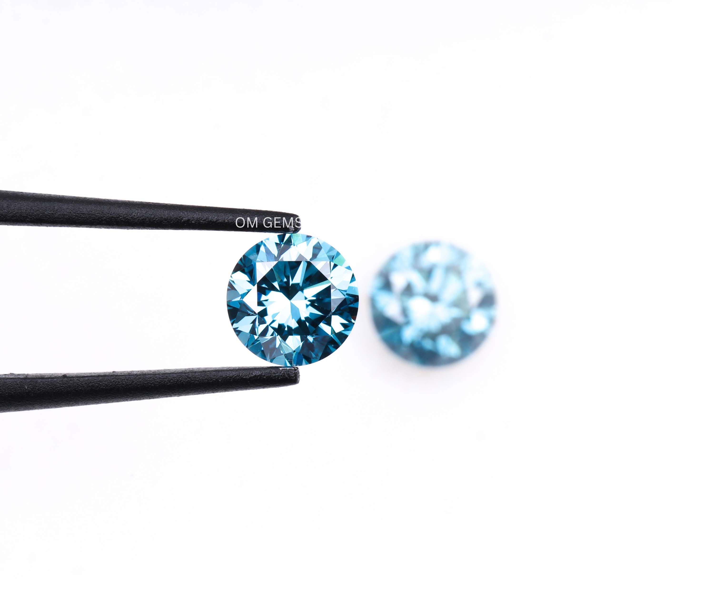 0.53 CT Blue Lab Grown Round Diamond Matching Pair