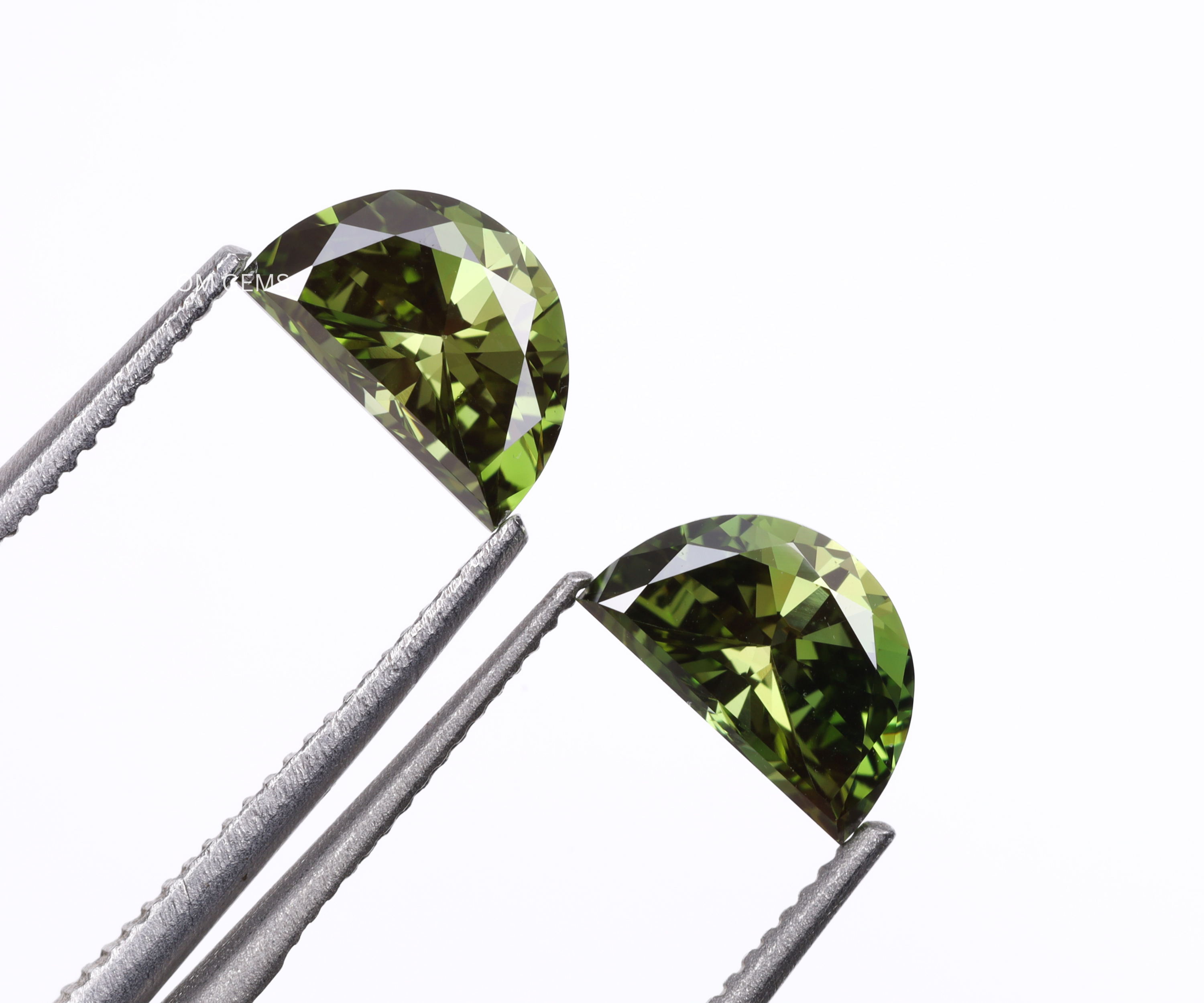 1.0 CT Green Lab Grown Half Moon Diamond Matching Pair
