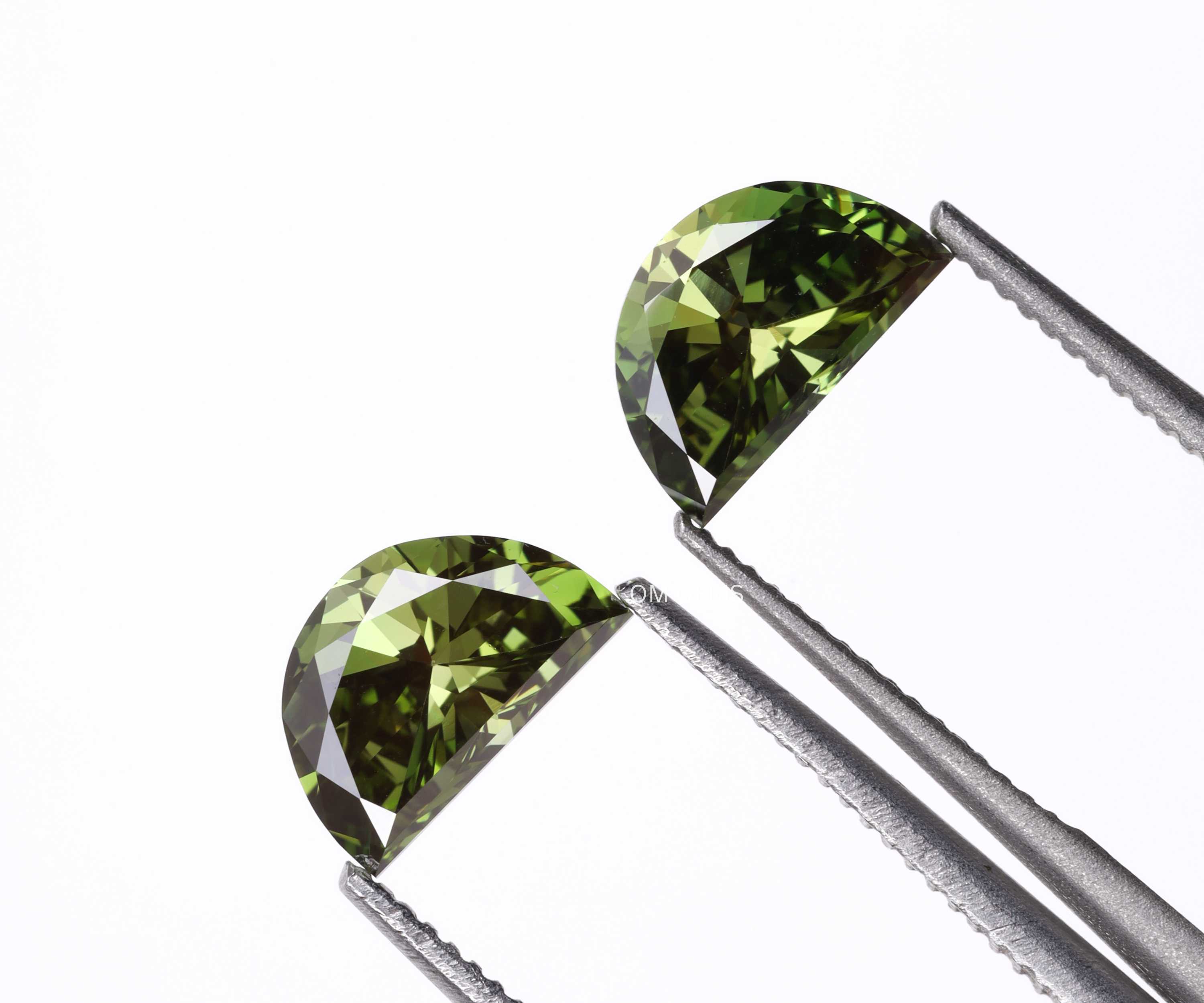 1.0 CT Green Lab Grown Half Moon Diamond Matching Pair