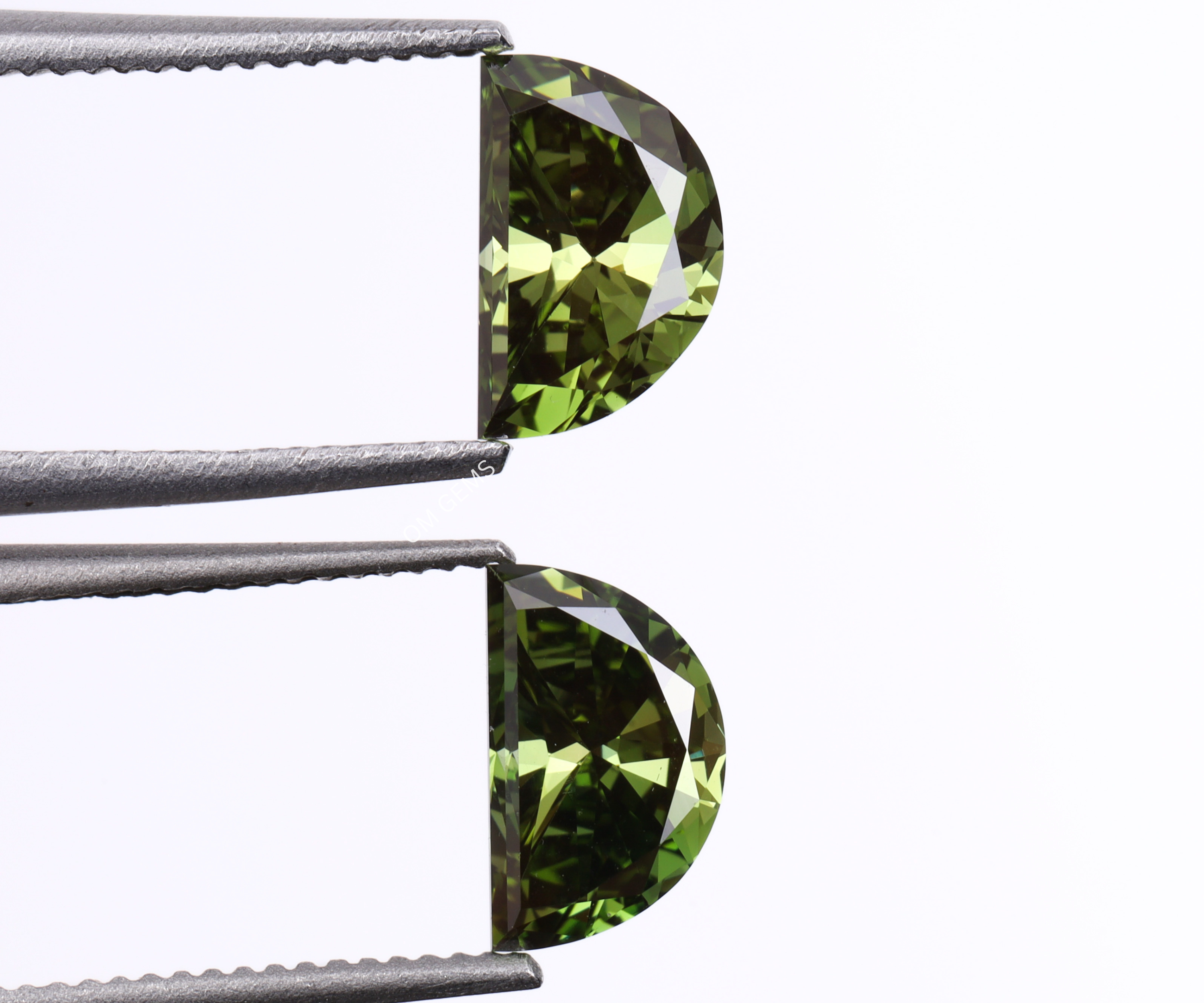 1.0 CT Green Lab Grown Half Moon Diamond Matching Pair