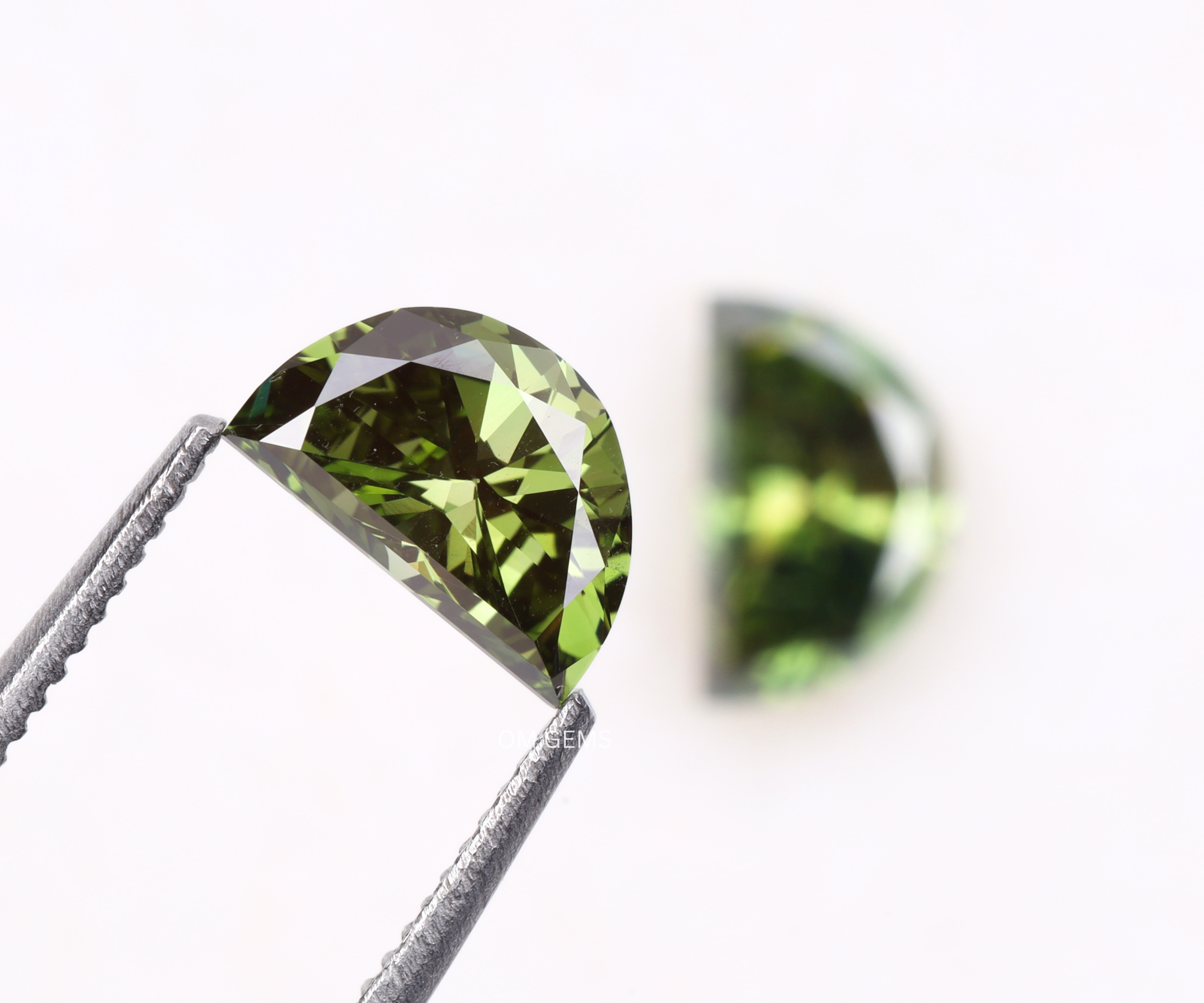 1.0 CT Green Lab Grown Half Moon Diamond Matching Pair