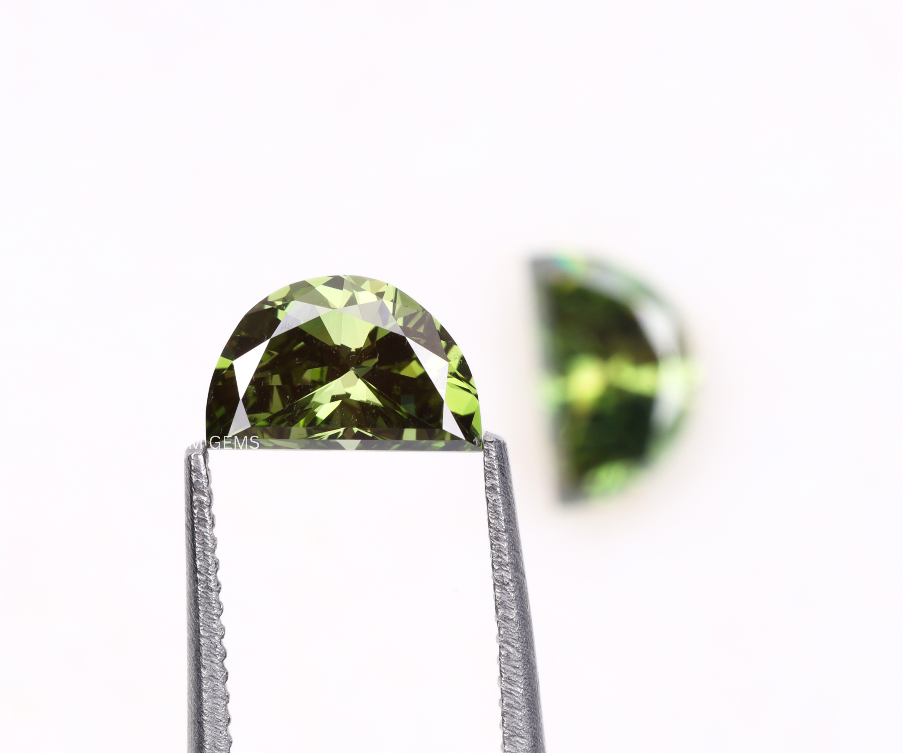 1.0 CT Green Lab Grown Half Moon Diamond Matching Pair