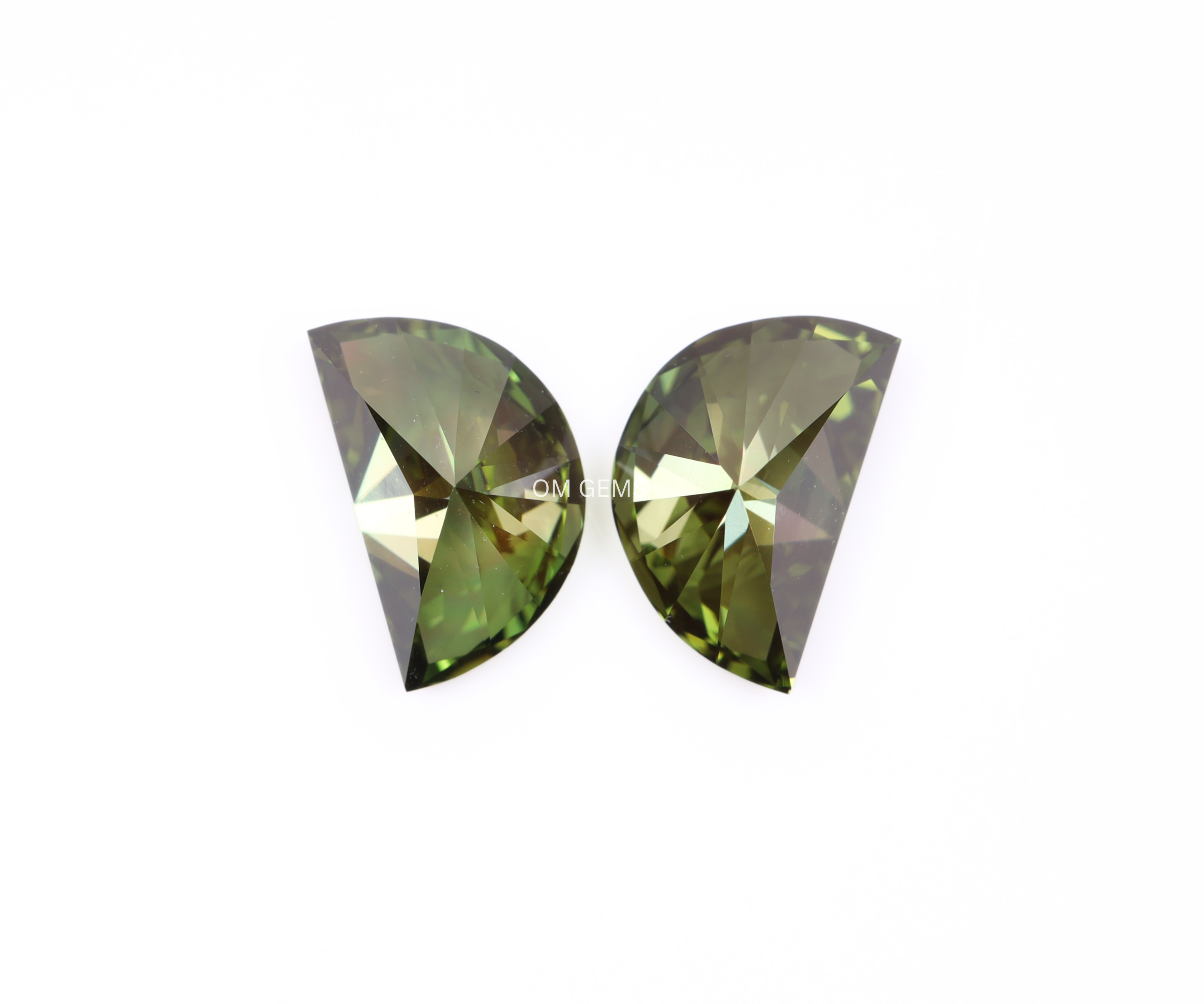 1.0 CT Green Lab Grown Half Moon Diamond Matching Pair