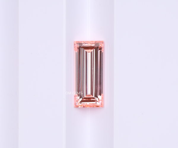 1.25 Carat Baguette Cut Lab Grown CVD Diamond Fancy Pink Color VVS Clarity