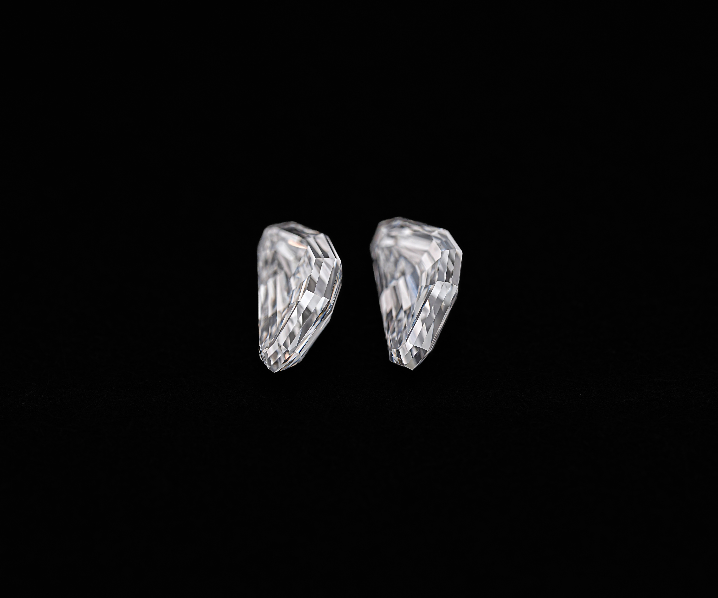 Matching 1.92 CT Step Cut Trillion Lab Grown Diamond Pair