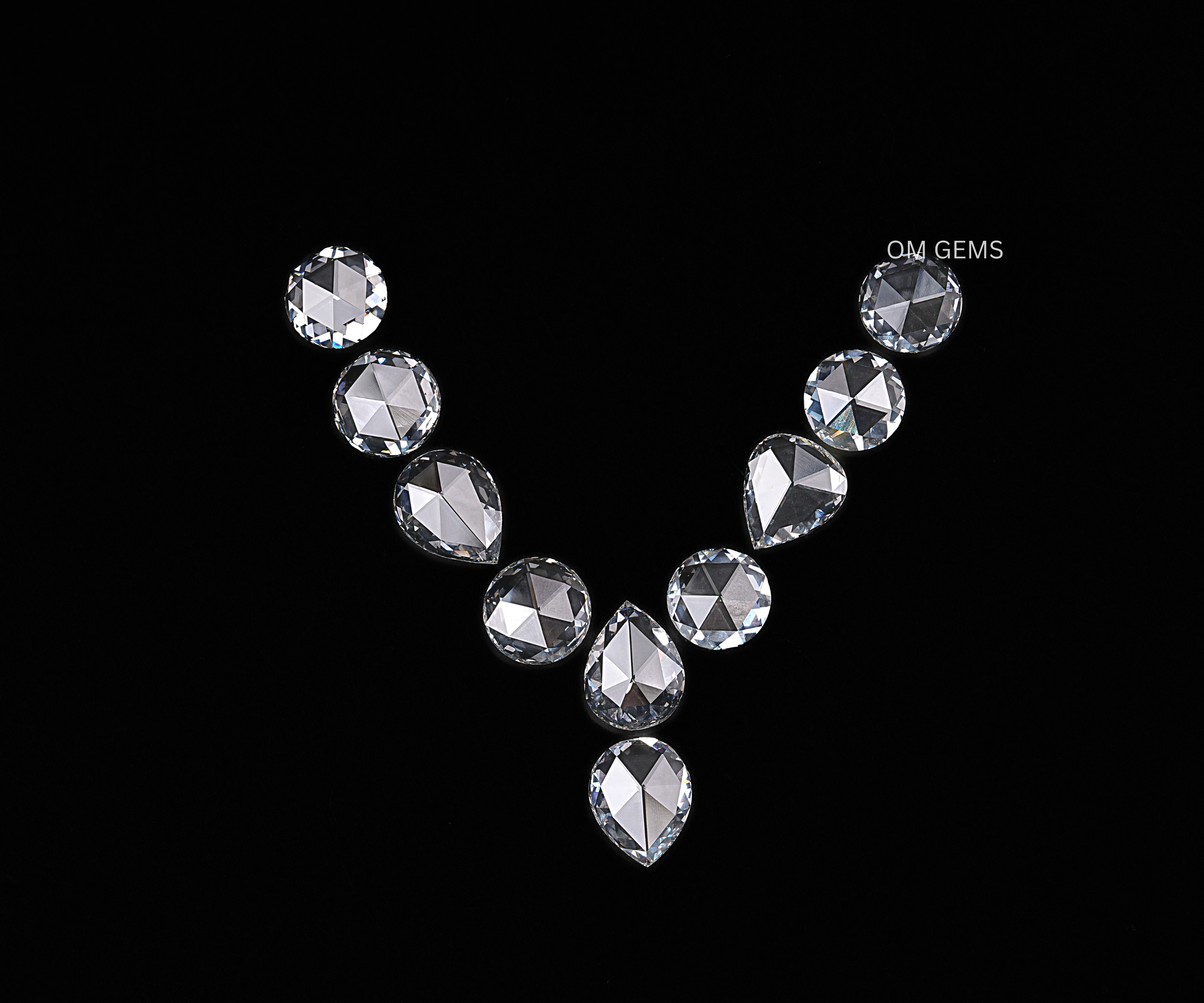 135 CTW Rose Cut Pear Lab Grown Diamond Set