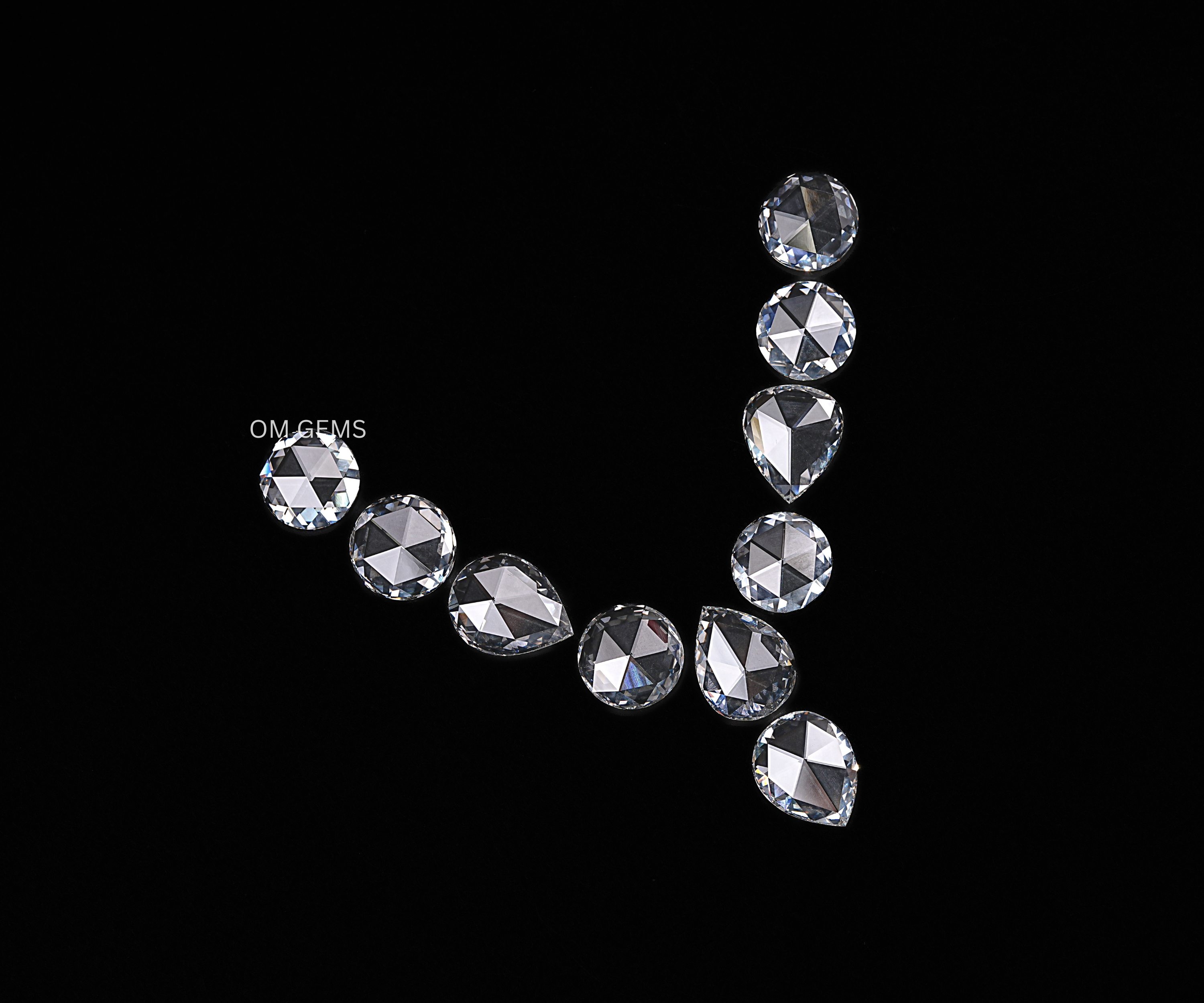 135 CTW Rose Cut Pear Lab Grown Diamond Set