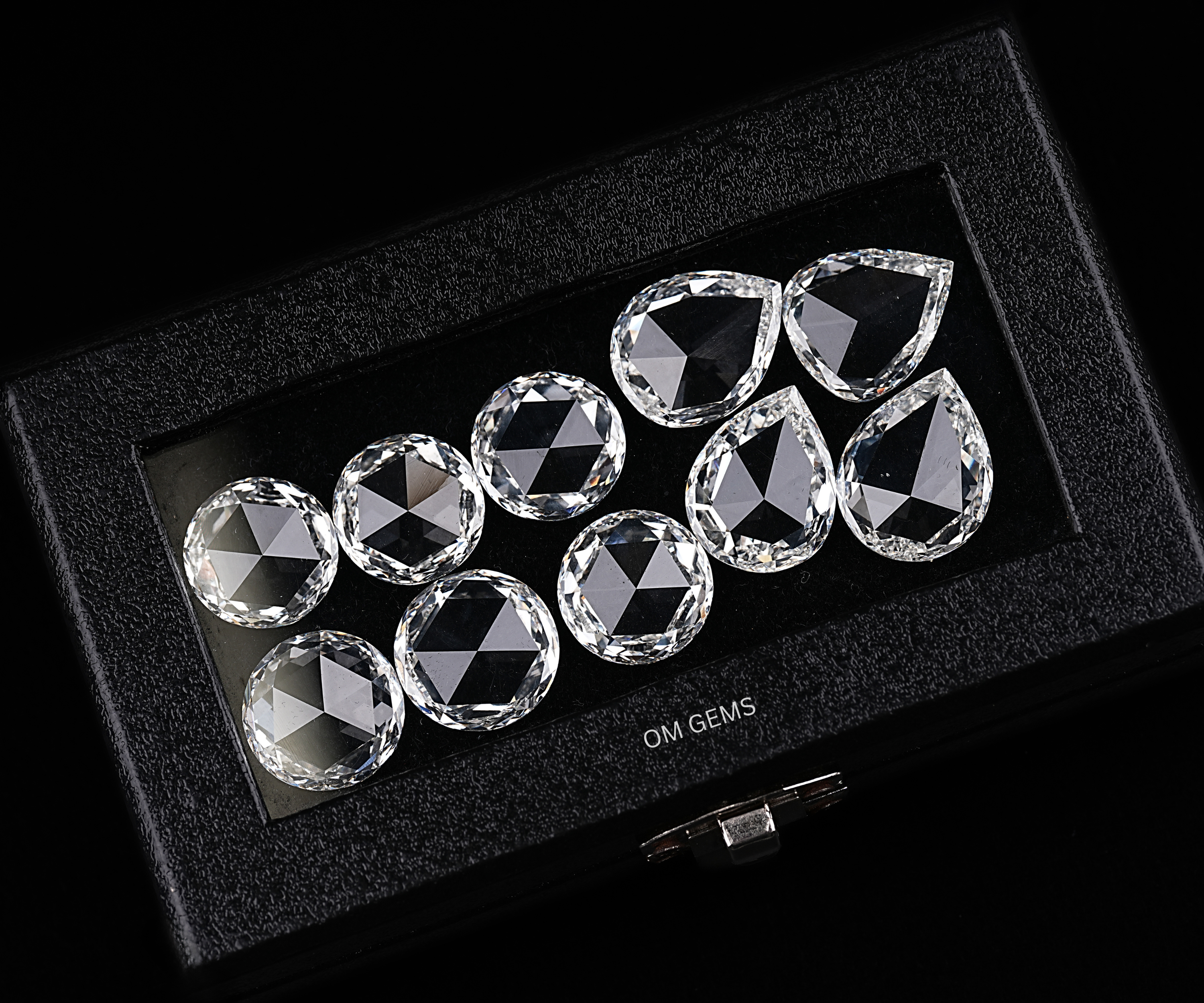 135 CTW Rose Cut Pear Lab Grown Diamond Set