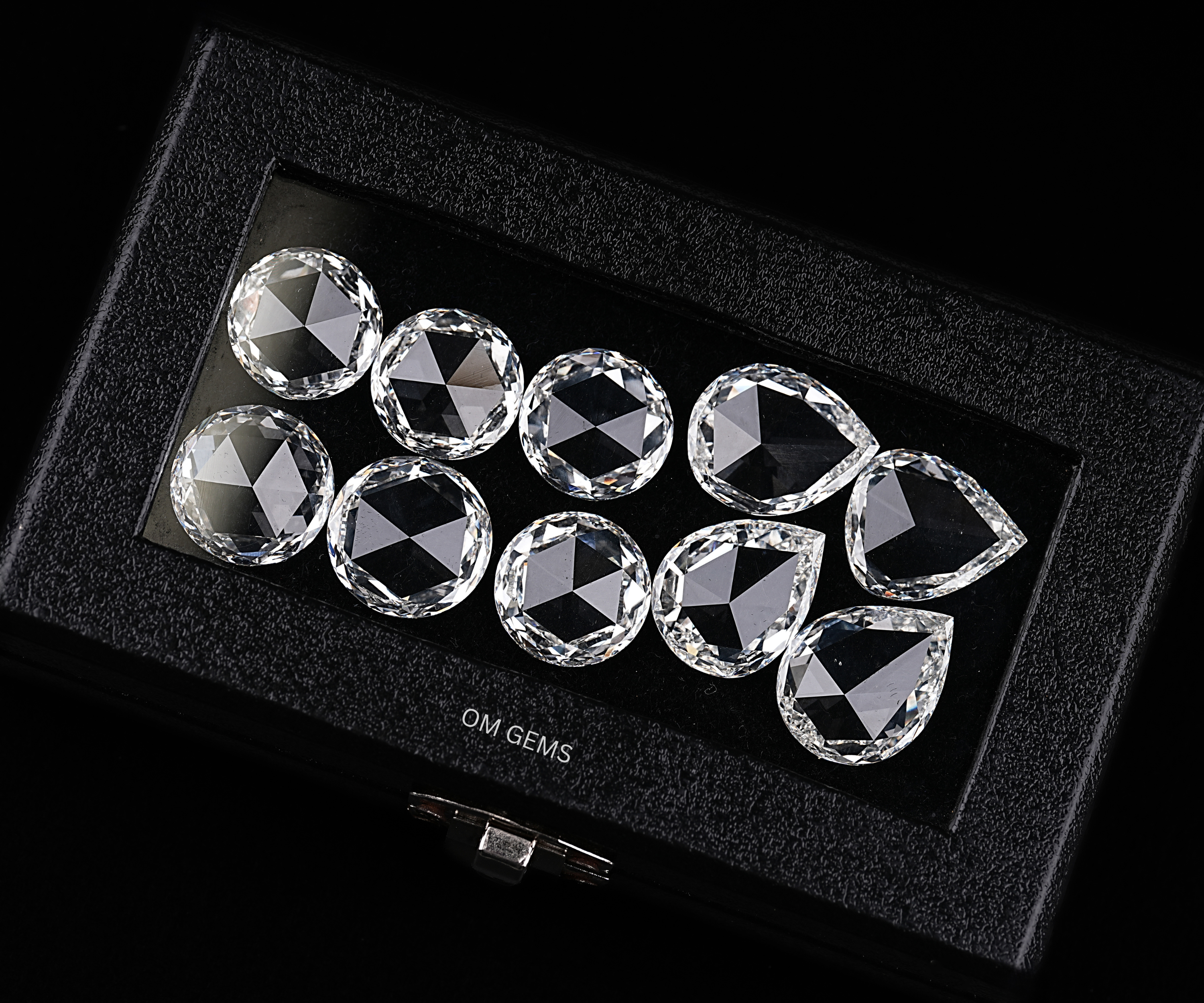 135 CTW Rose Cut Pear Lab Grown Diamond Set