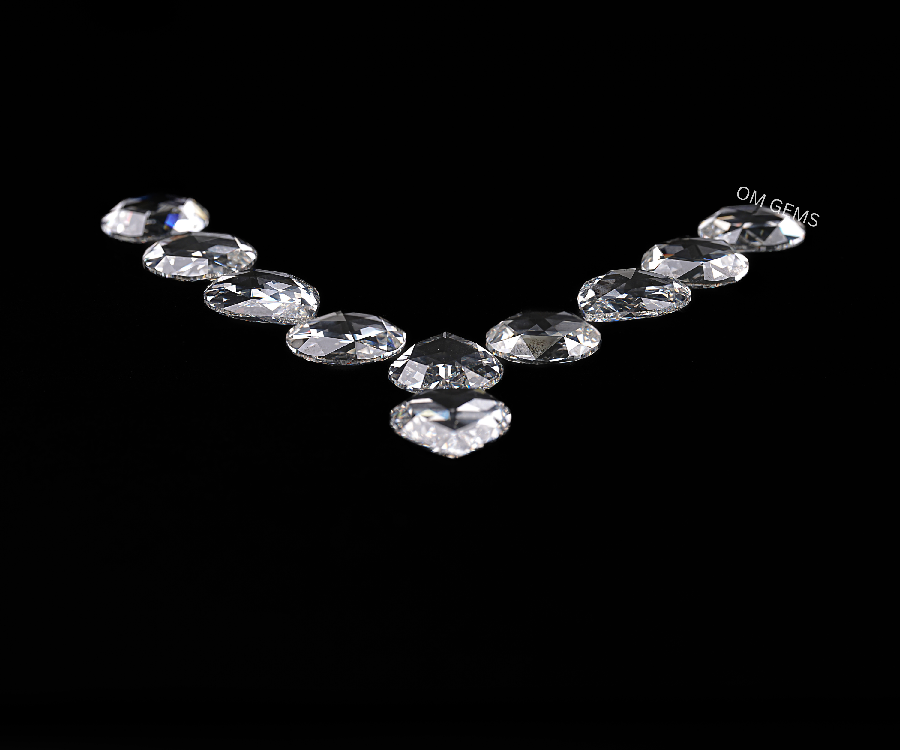 135 CTW Rose Cut Pear Lab Grown Diamond Set