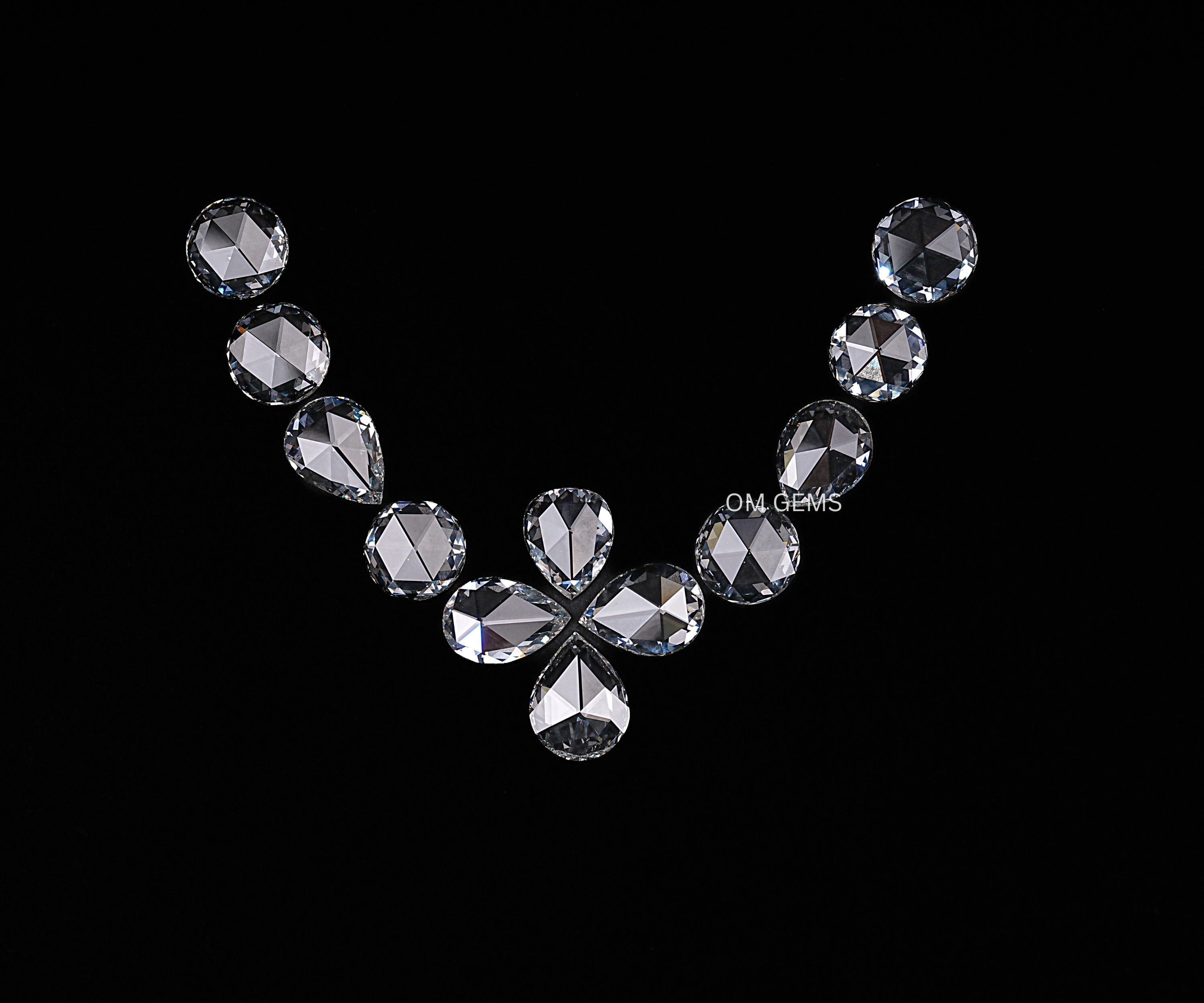 160 CTW Round And Pear Rose Cut Lab Grown Diamond