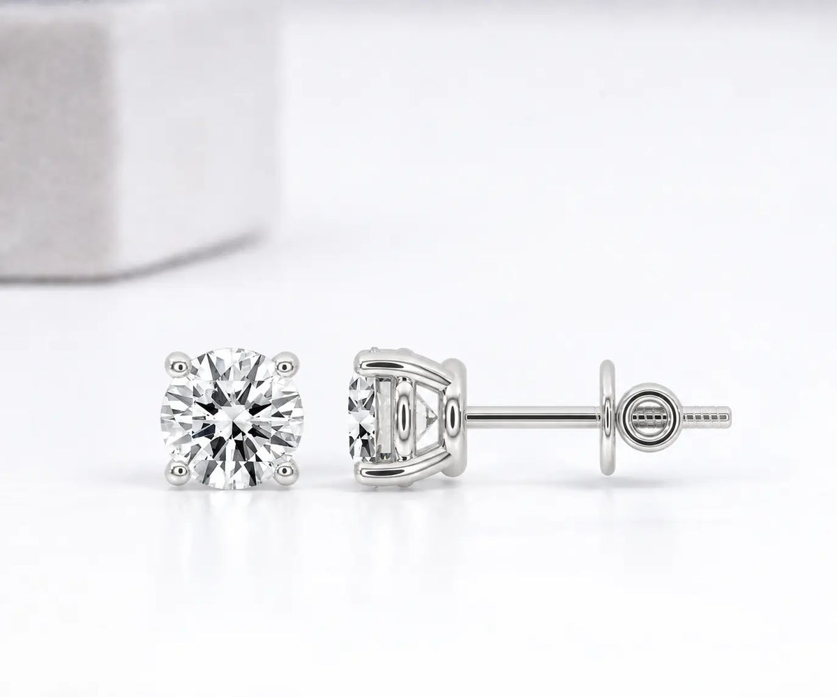 round diamond stud earring solitaire
