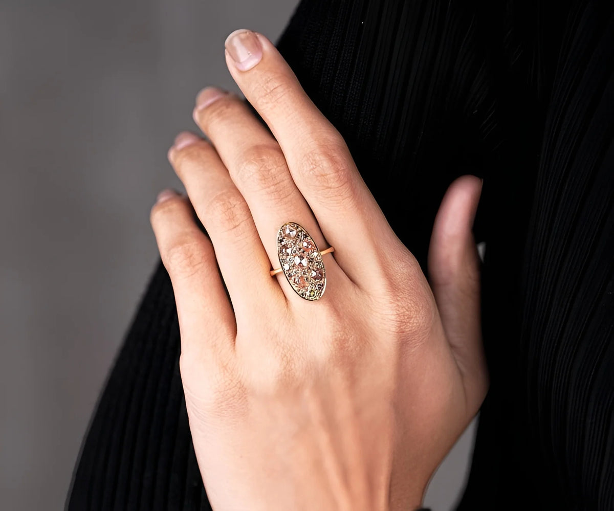 2.13 carat natural fancy diamond mosaic cluster engagement ring