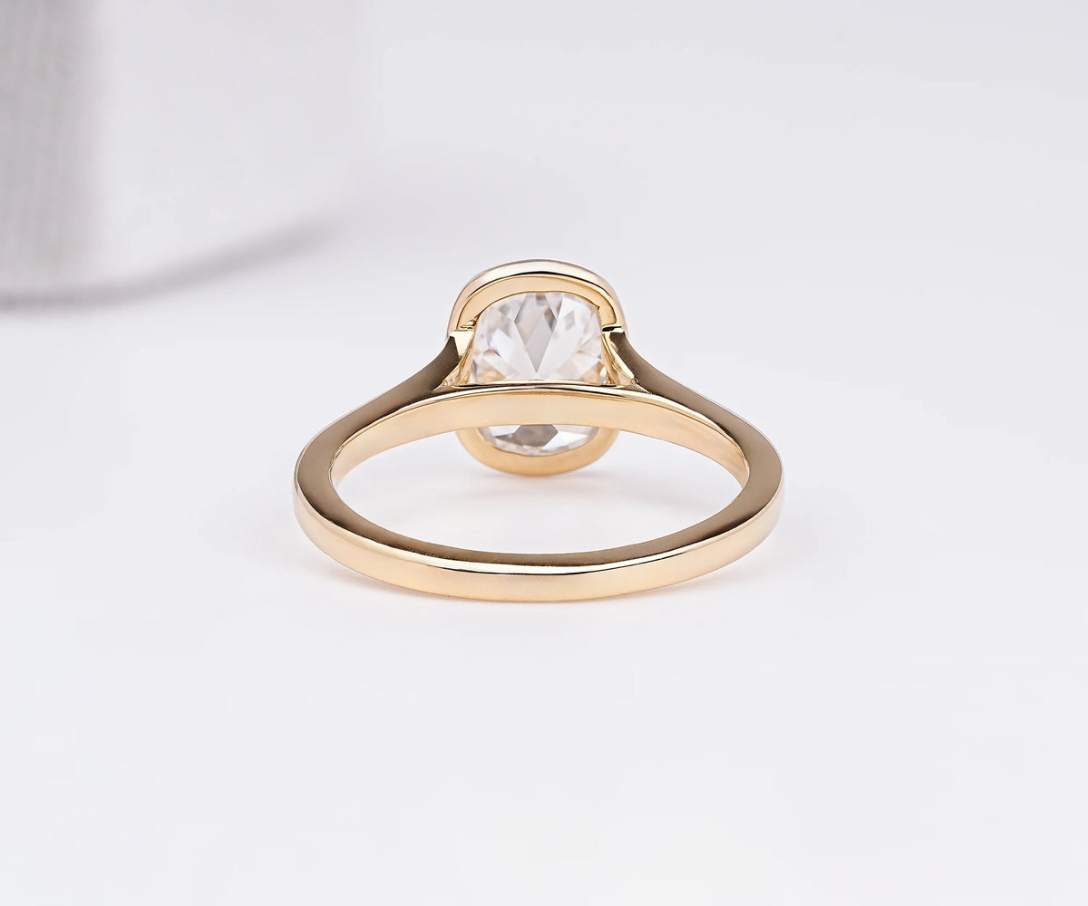 Solitaire Old Mine Cushion Shape Lab Grown Diamond Engagement Ring