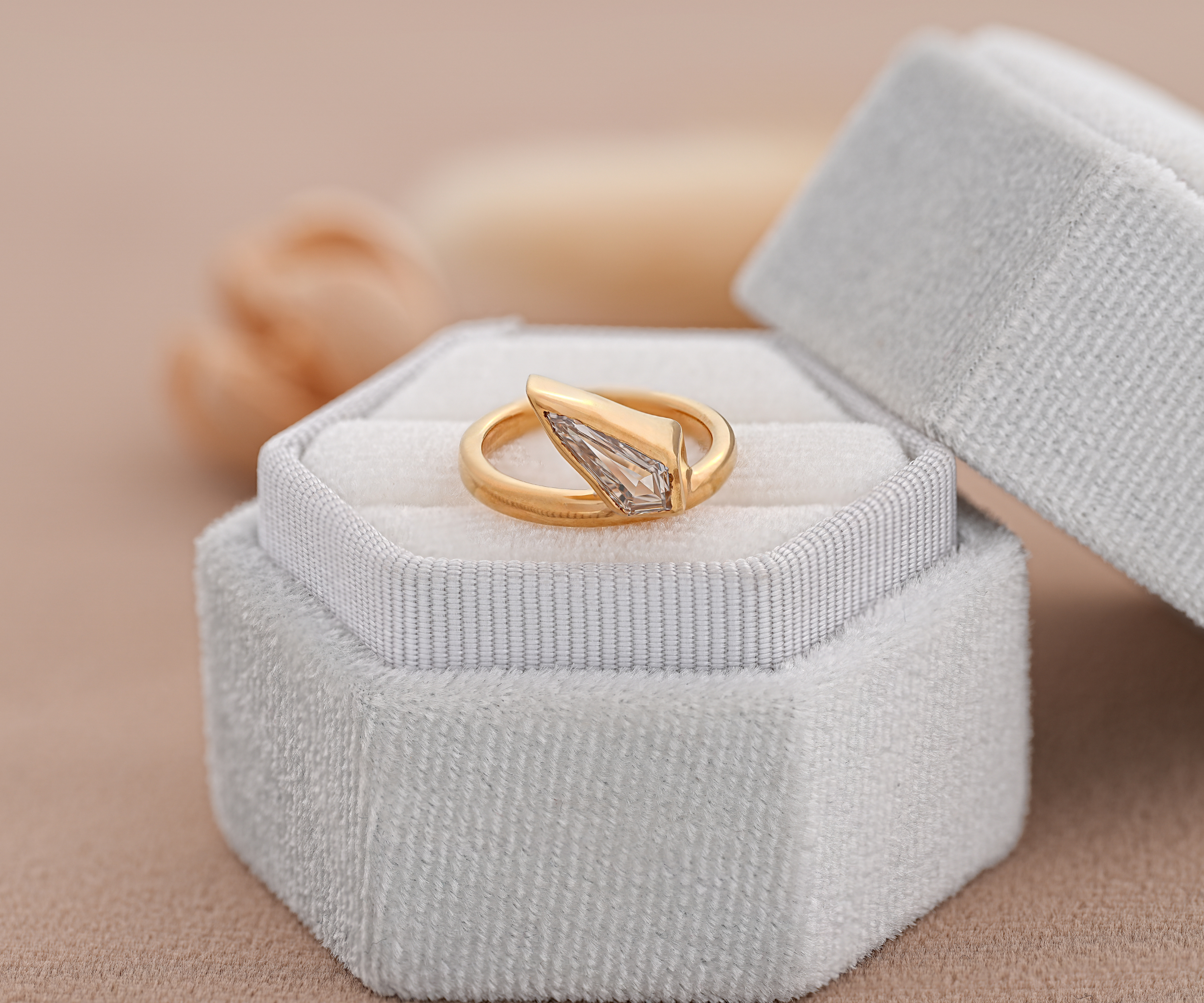 Shield Cut Lab Grown Diamond Bezel Set Ring