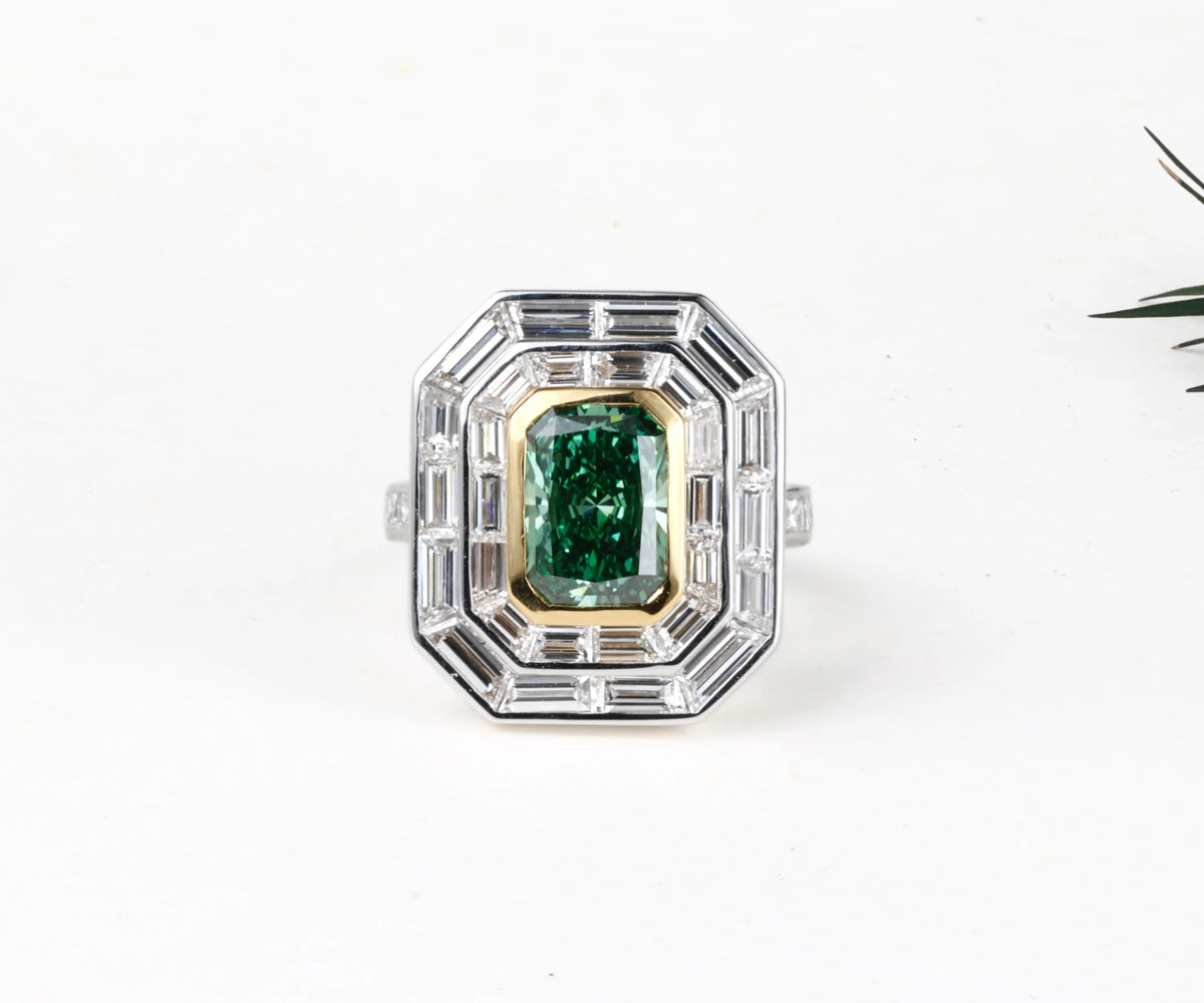 3 carat radiant lab diamond bridal ring