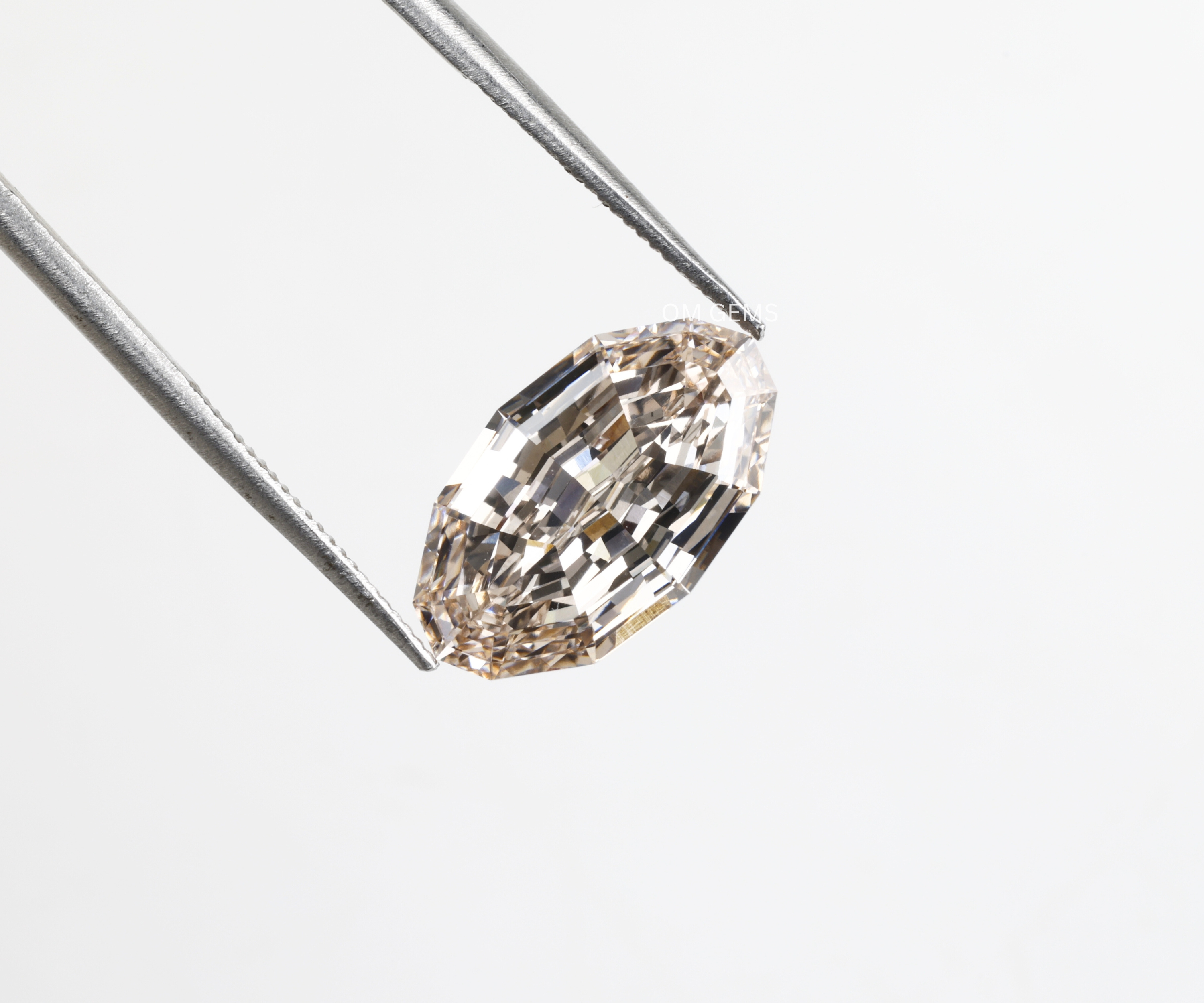 3.02 CT Champagne Lab Grown Step Cut Oval Diamond