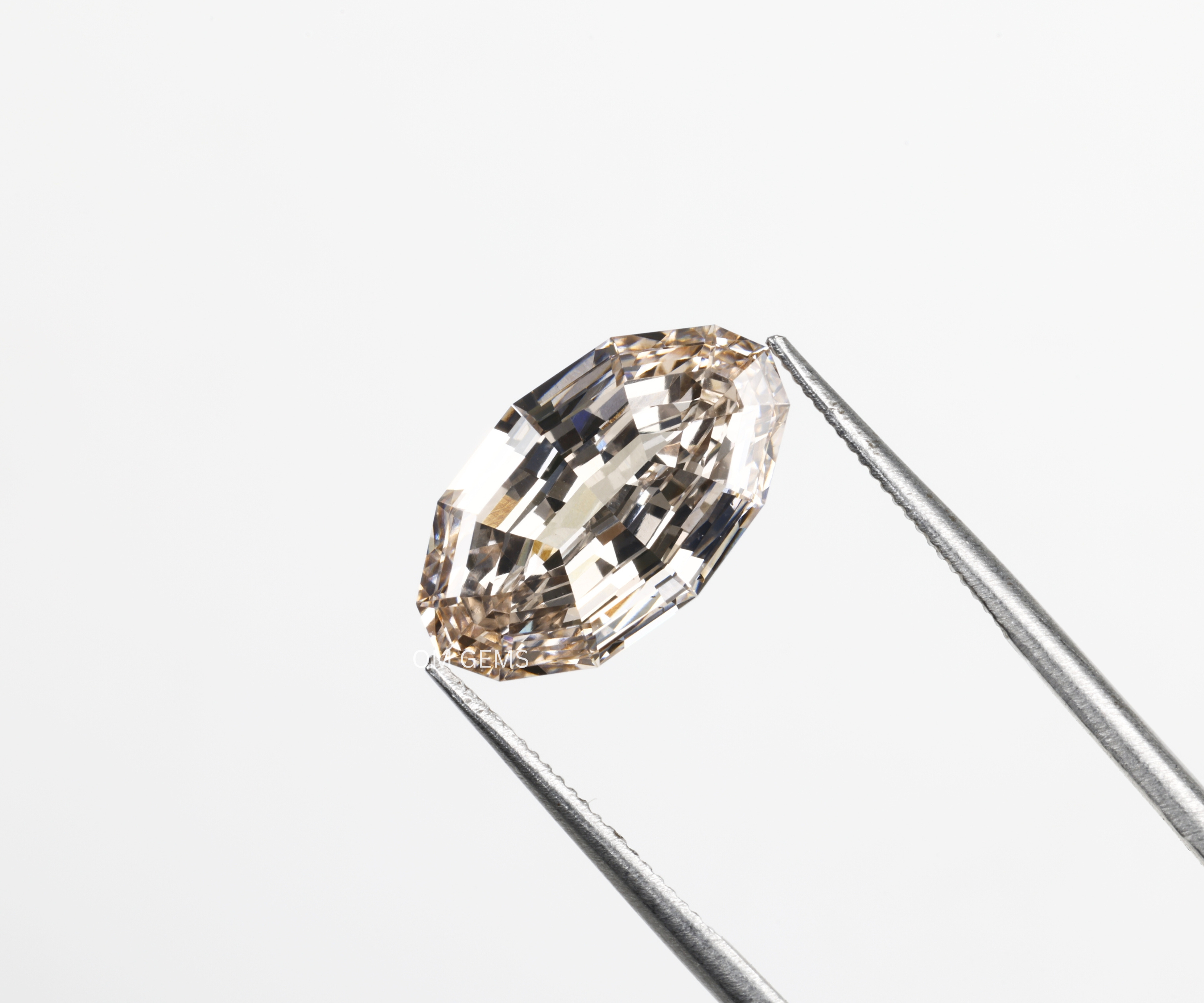 3.02 CT Champagne Lab Grown Step Cut Oval Diamond