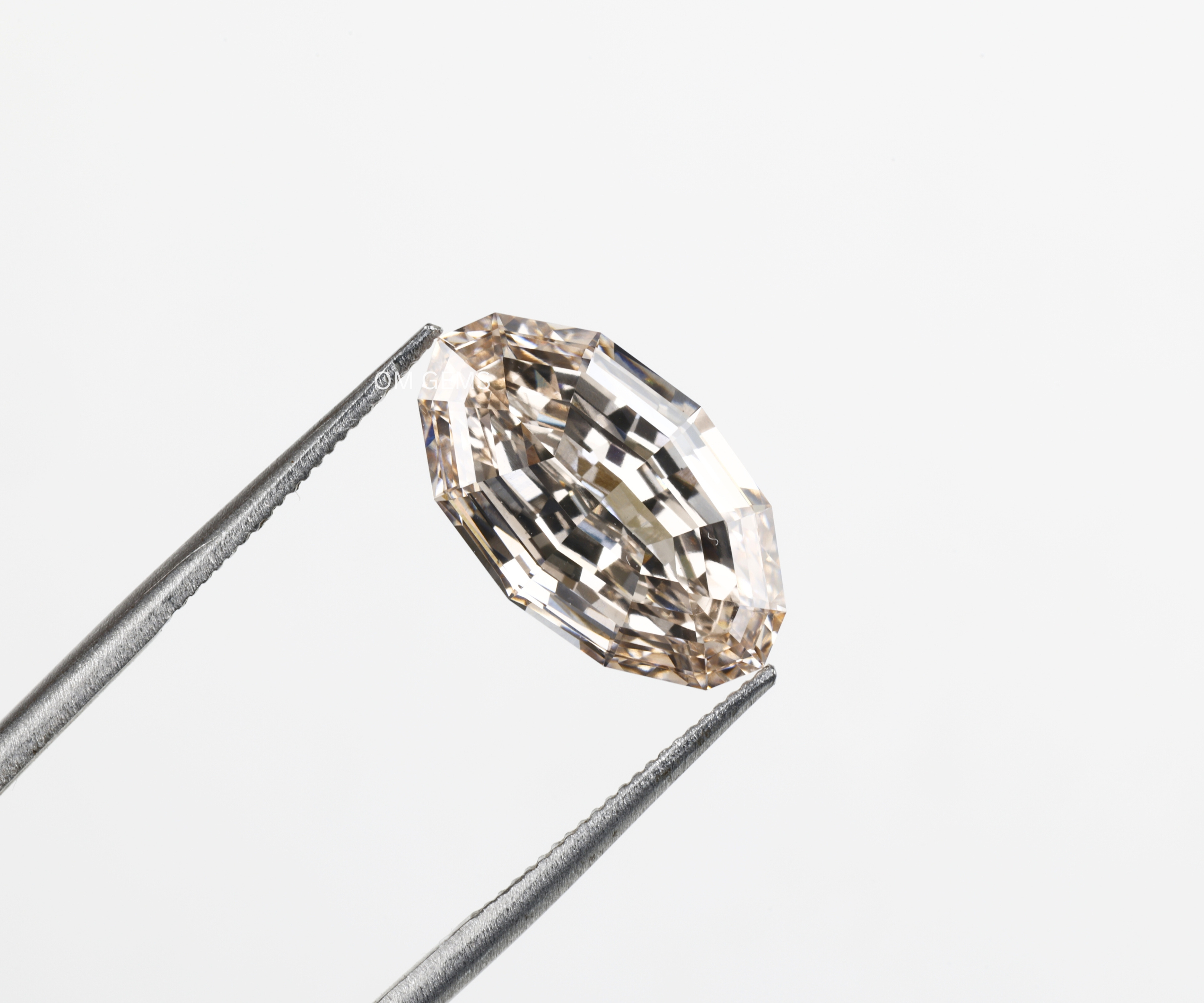 3.02 CT Champagne Lab Grown Step Cut Oval Diamond