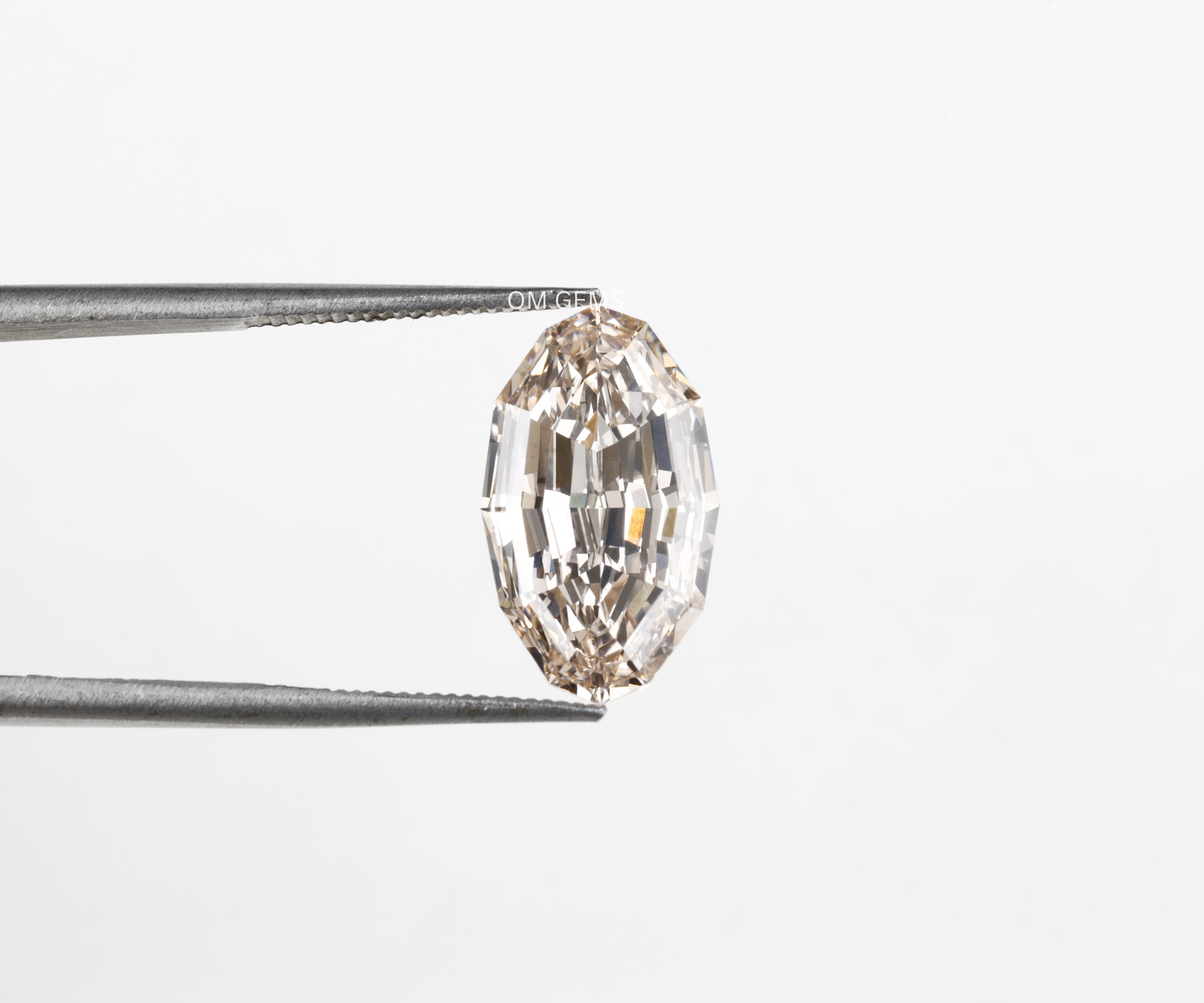 3.02 CT Champagne Lab Grown Step Cut Oval Diamond