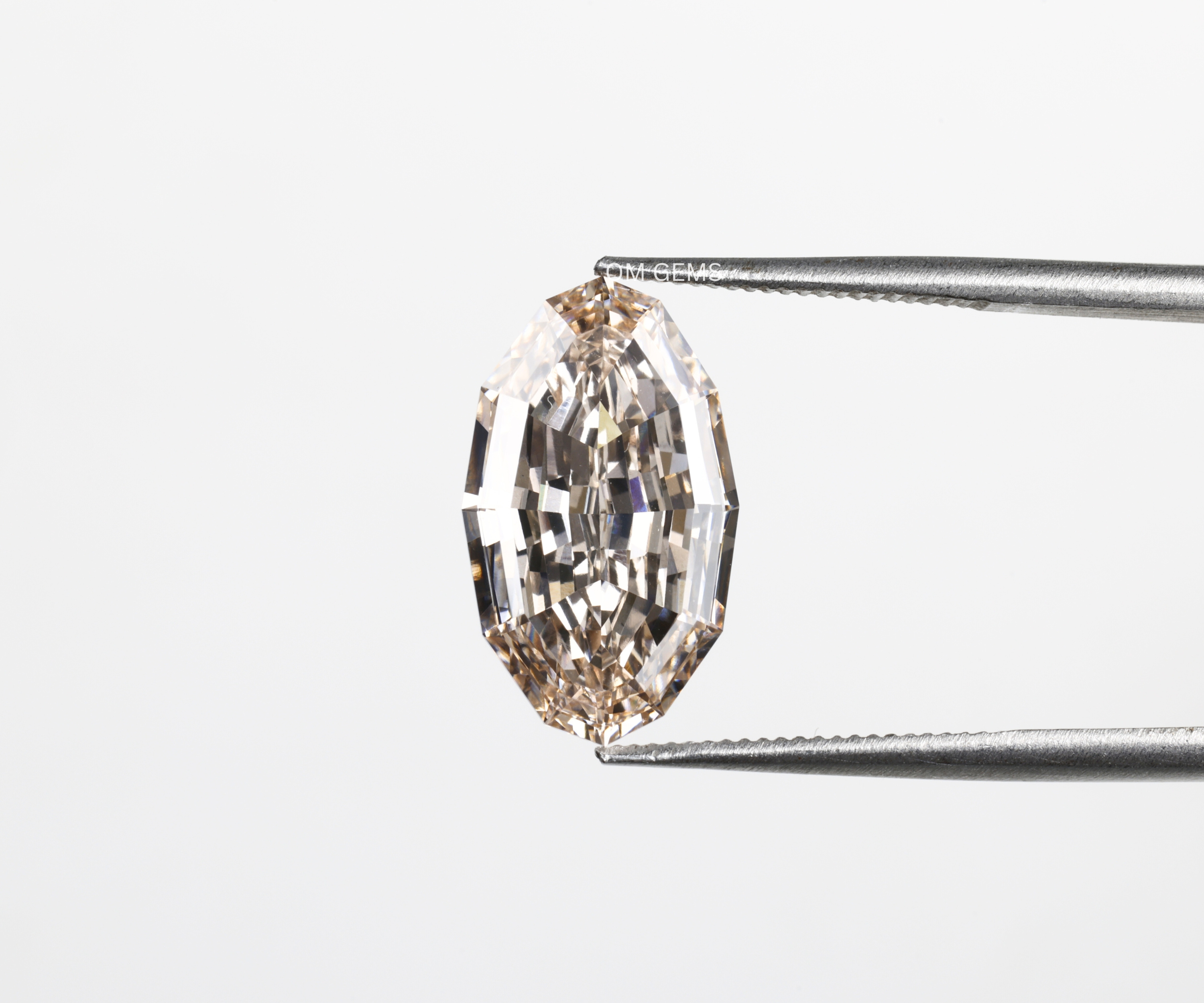 3.02 CT Champagne Lab Grown Step Cut Oval Diamond