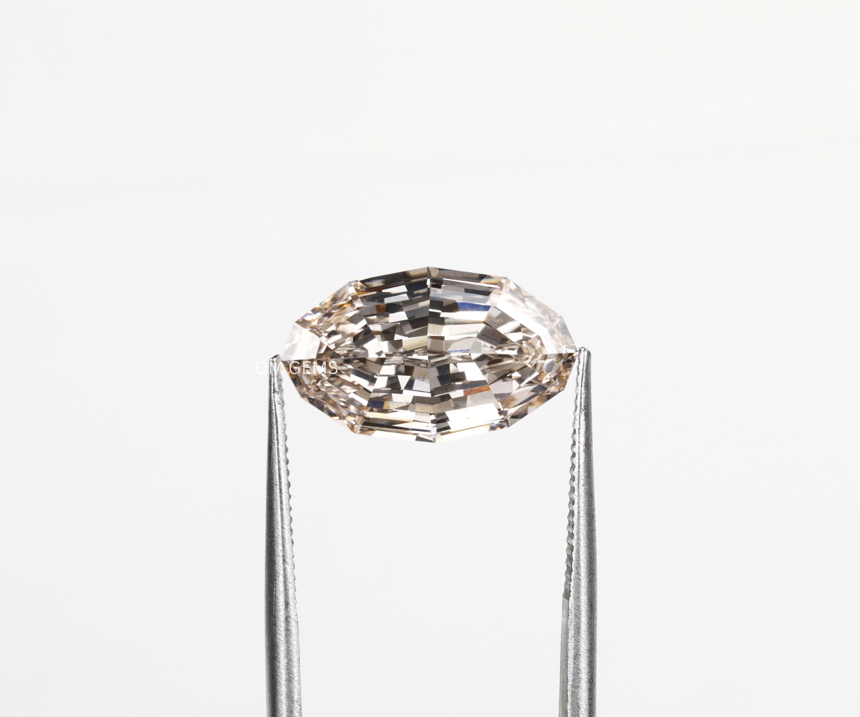3.02 CT Champagne Lab Grown Step Cut Oval Diamond