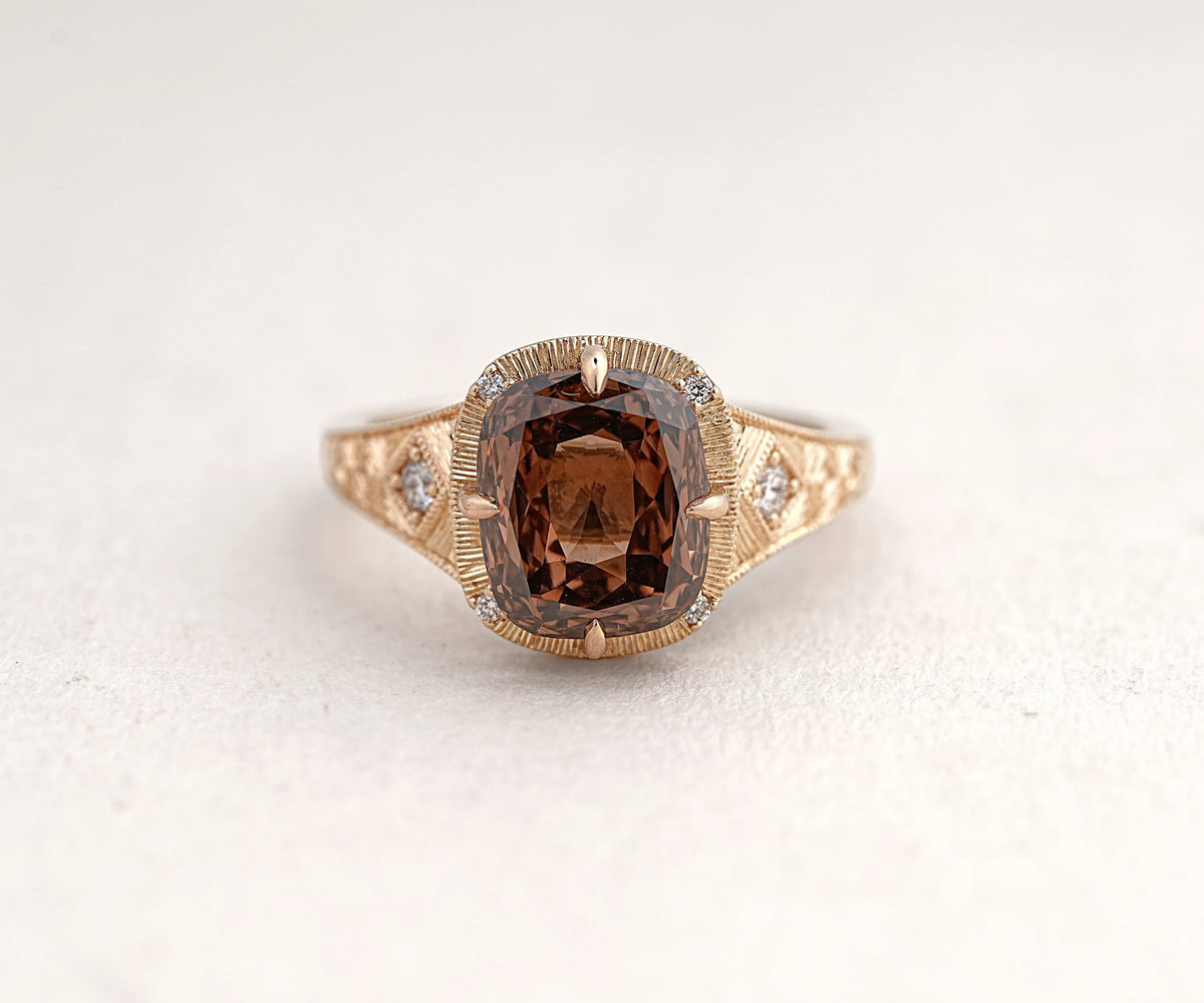 3.40 carat cushion lab grown diamond engagement ring