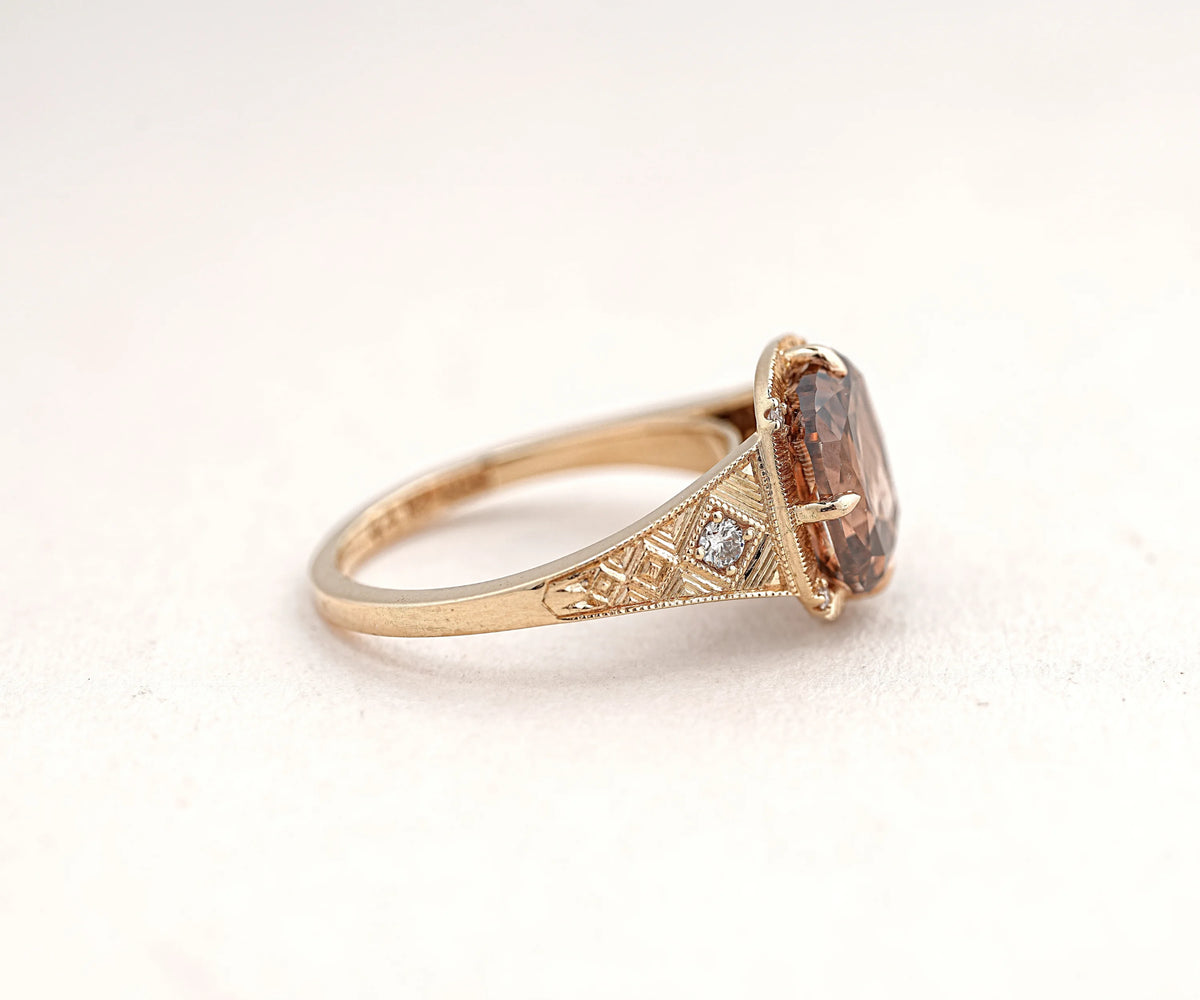 3.40 carat Edwardian style lab grown diamond ring