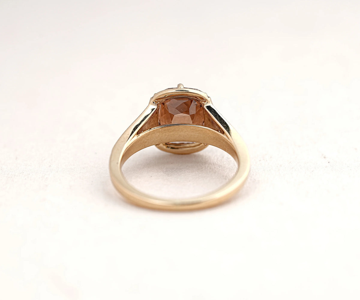 3.40 carat lab grown cushion cut diamond engagement ring