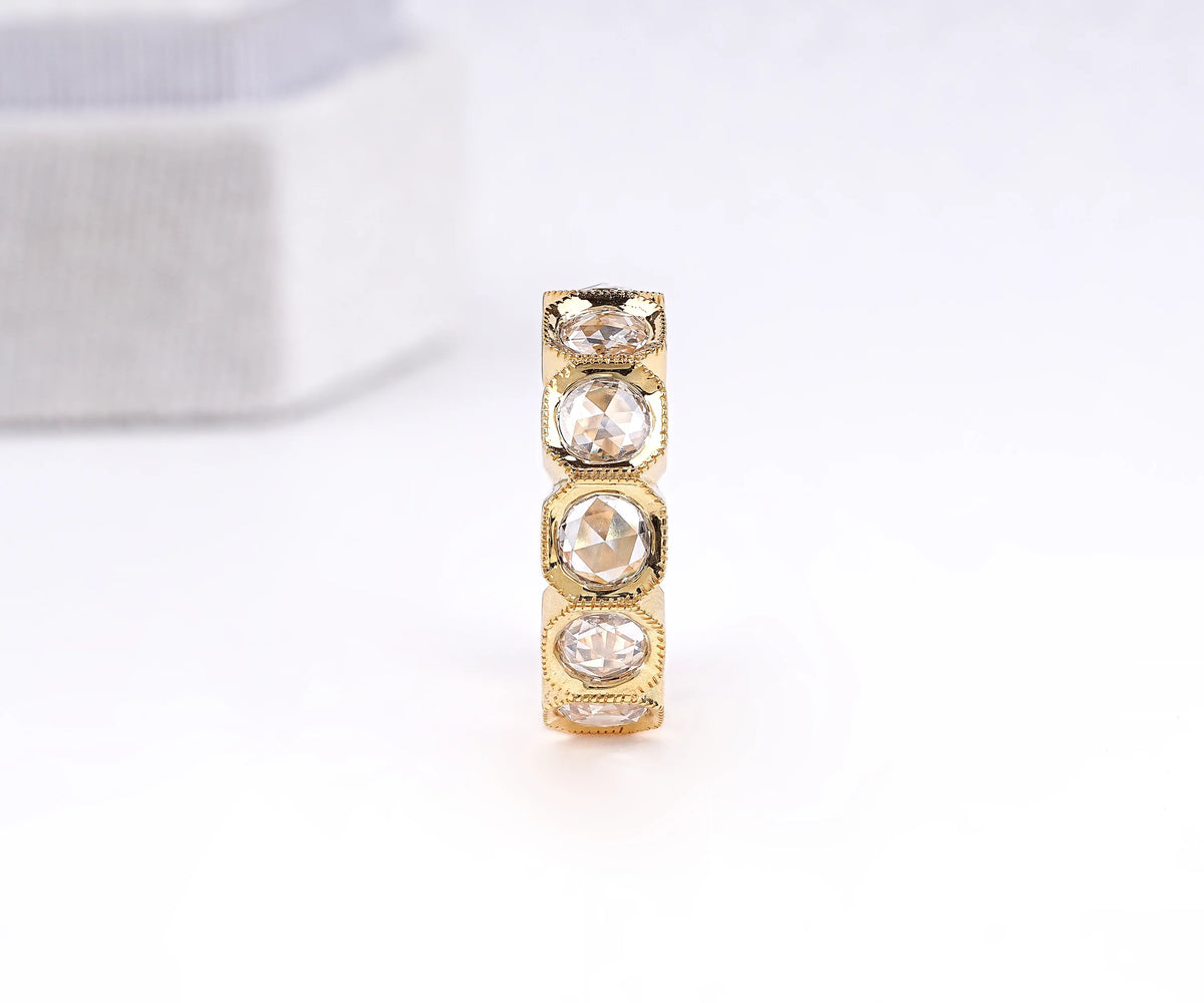 4 carat round lab grown diamond eternity wedding ring